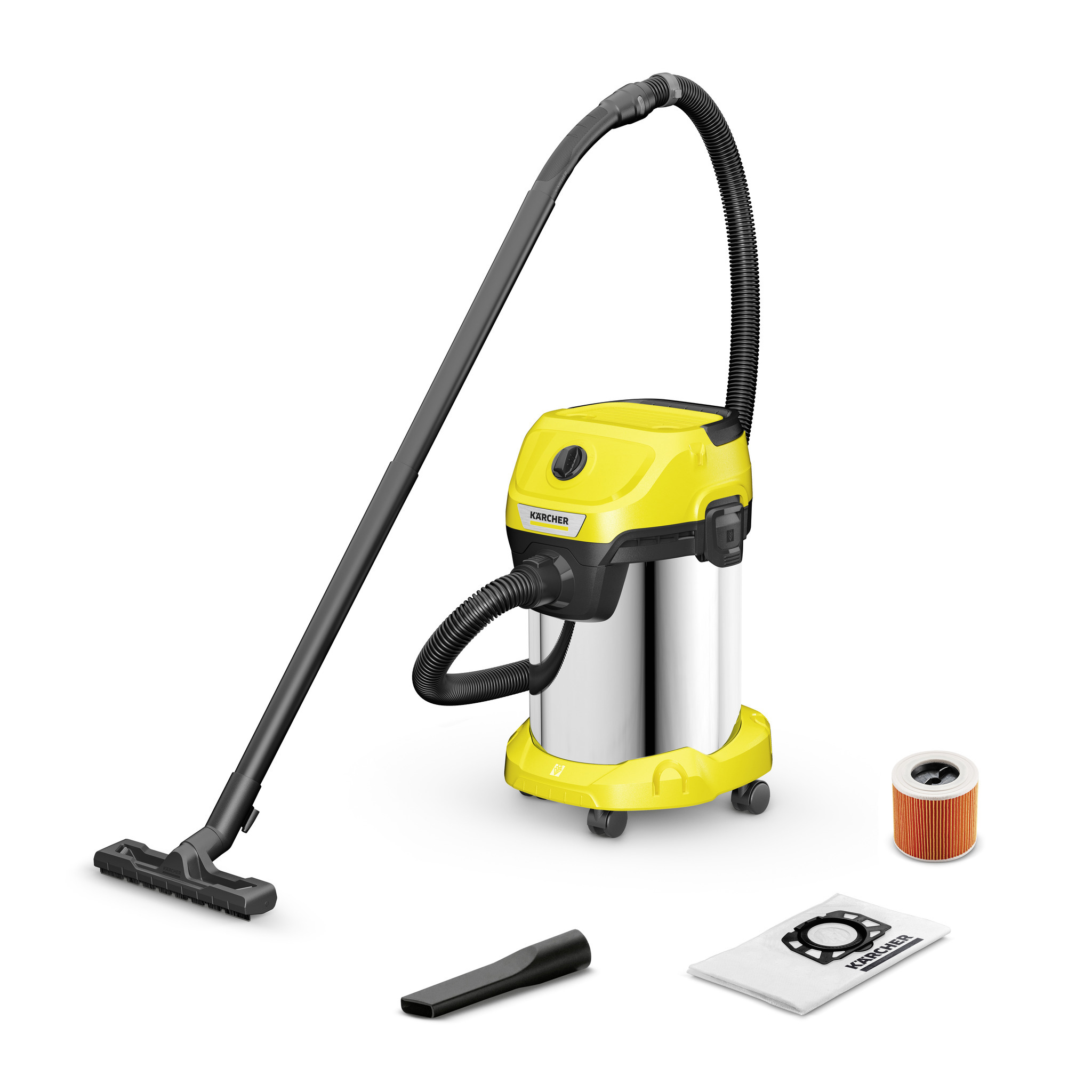 Изображение товара Пылесос с контейнером с влажной уборкой Karcher Wd 3 s v-19/4/20 (ysy) 1000 Вт 19 л цвет жёлтый/золотой Изображение товара Пылесос с контейнером с влажной уборкой Karcher Wd 3 s v-19/4/20 (ysy) 1000 Вт 19 л цвет жёлтый/золотой