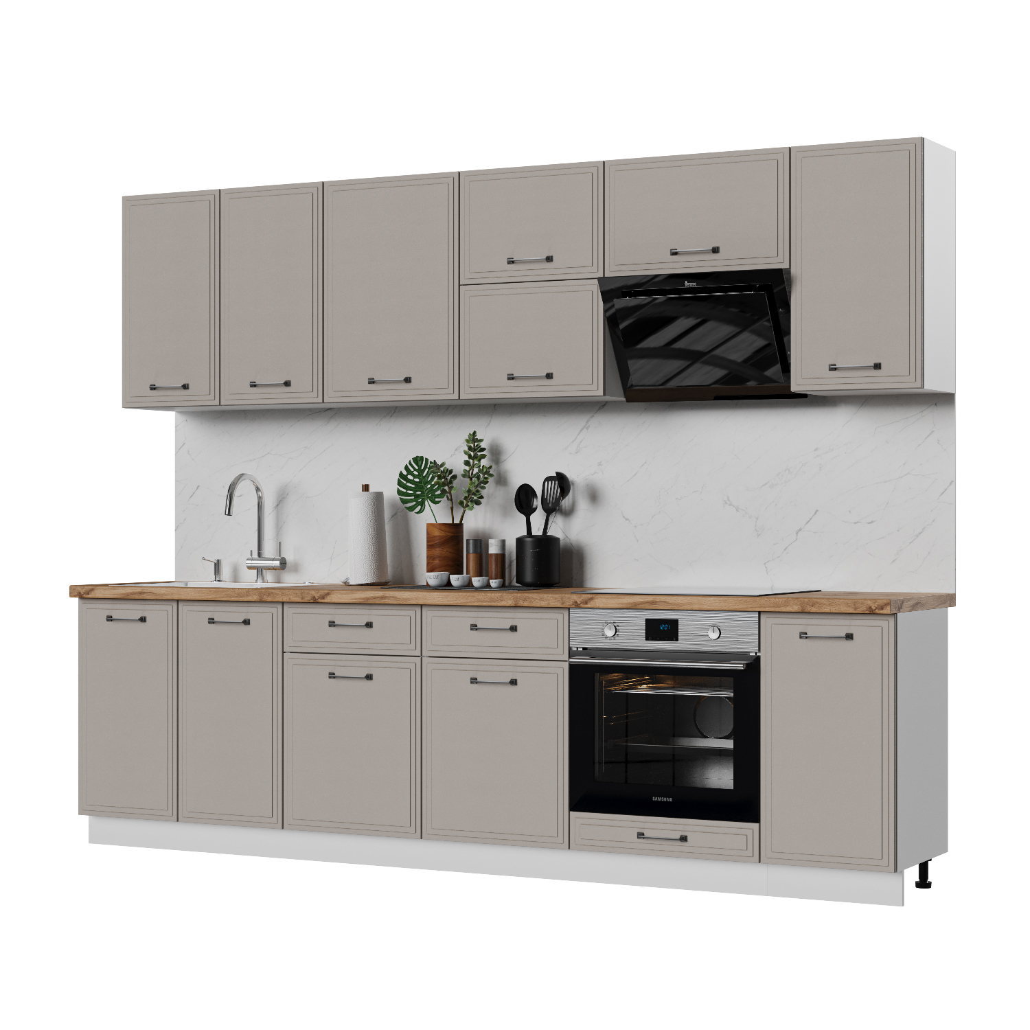 Изображение товара Кухонный гарнитур Стендмебель Индира УТ000587947 280x217x60 см ЛДСП цвет белый, дюна