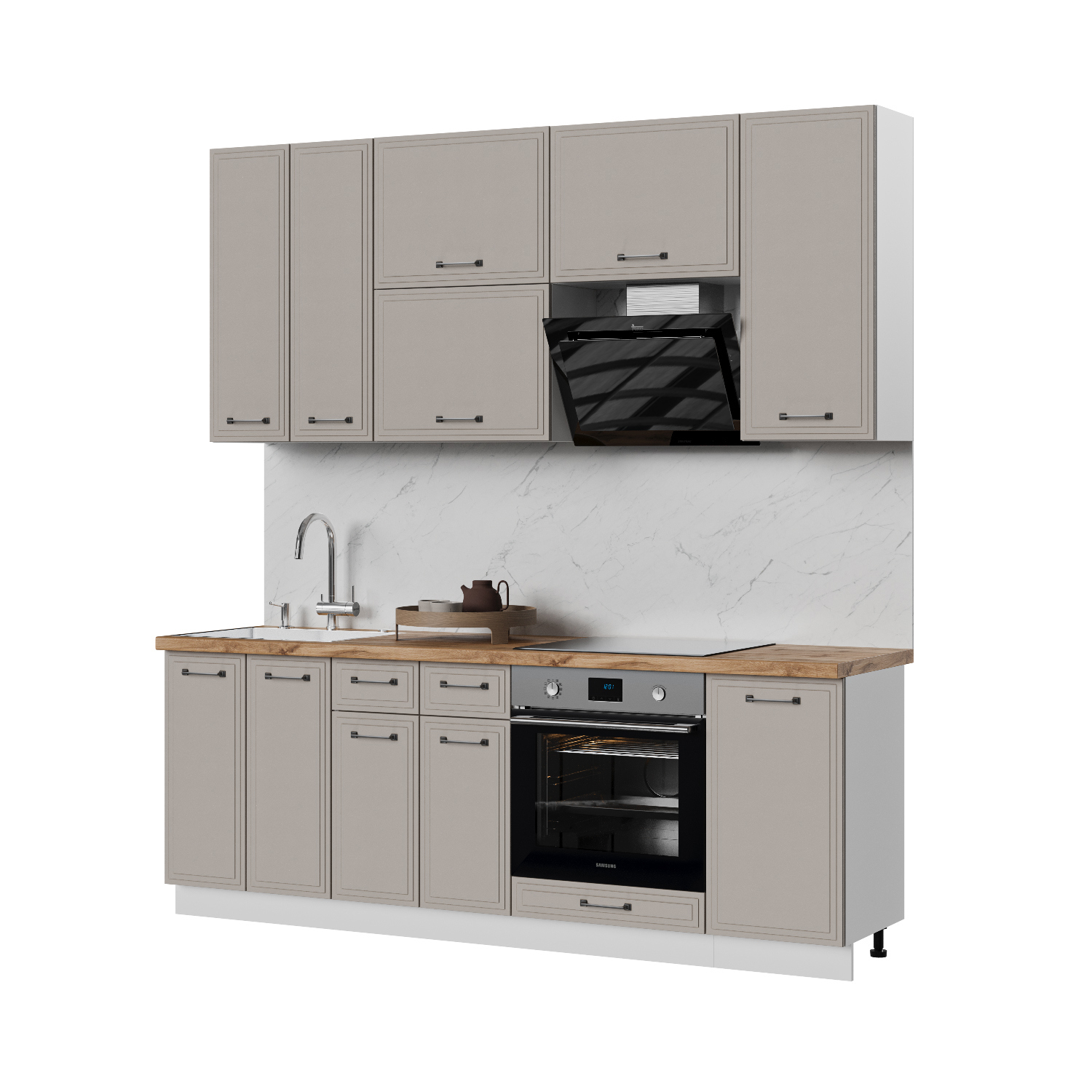 Изображение товара Кухонный гарнитур Стендмебель Индира УТ000588051 220x237x60 см ЛДСП цвет белый, дюна