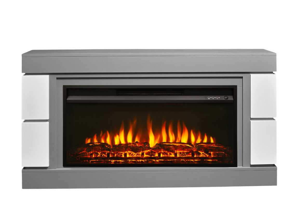 Изображение товара Каминокомплект Fires Merlin Демьян с очагом Flash 36 2000Вт серый камень/белый