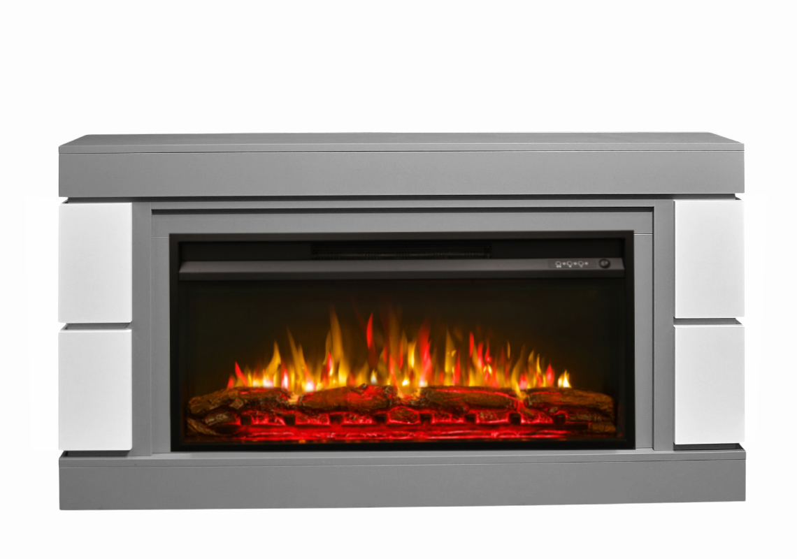 Изображение товара Каминокомплект Fires merlin Демьян с очагом Premier 36 2000Вт серый камень/белый