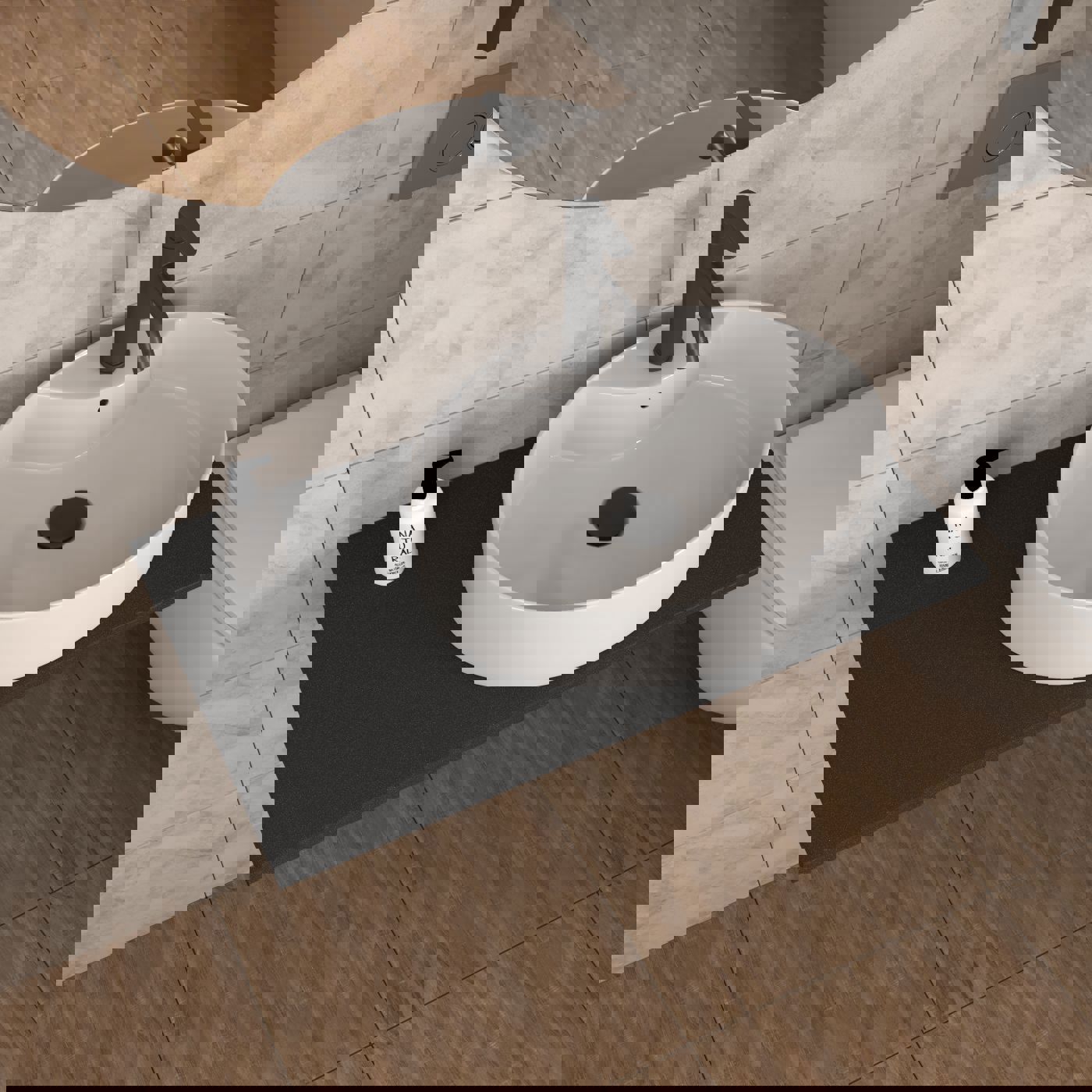 Изображение товара Комплект раковина BAU Nimb + кварцевая столешница 80 см с кронштейнами черный металлик