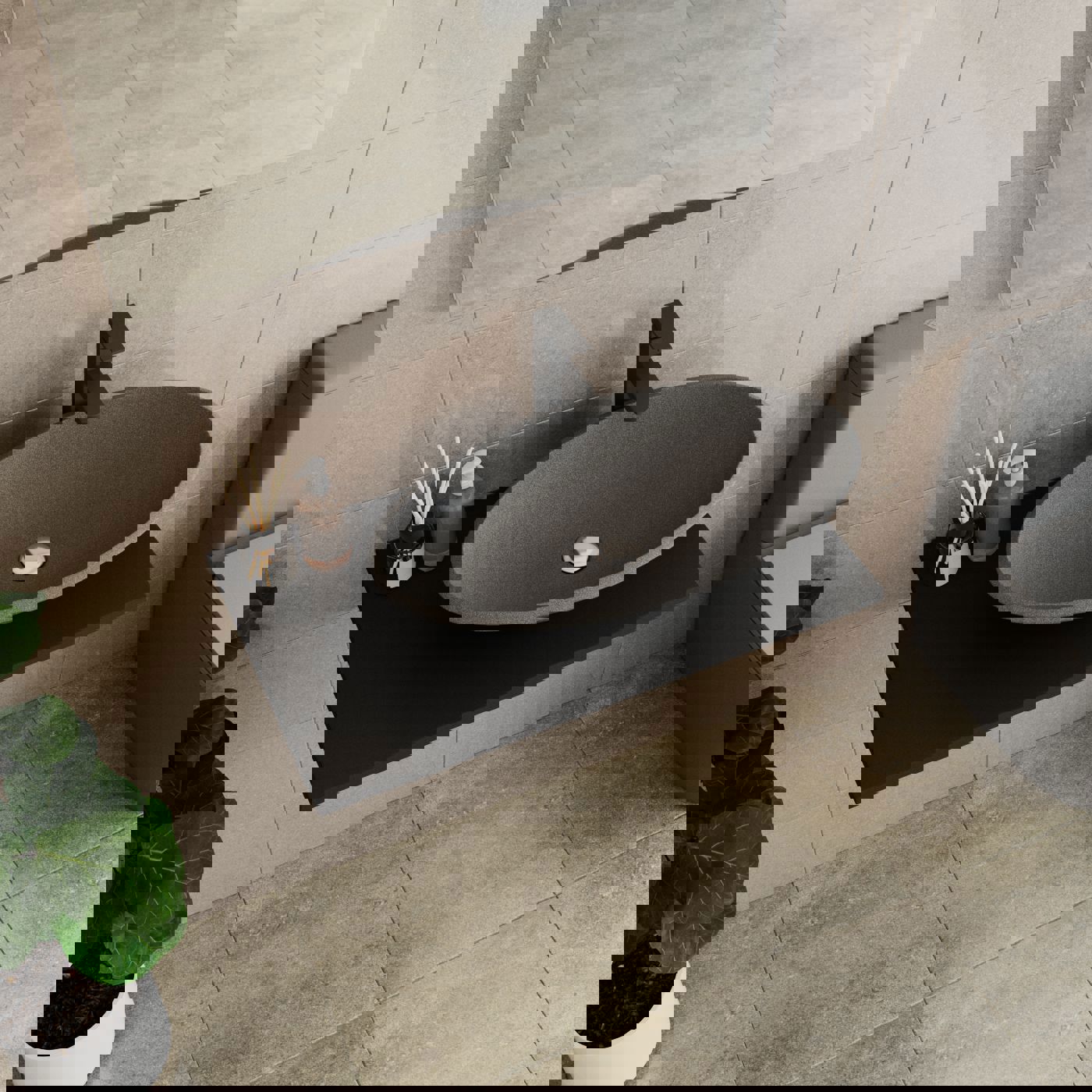 Изображение товара Раковина накладная Bauedge nimb MRY0034 69.4см цвет серый металлик