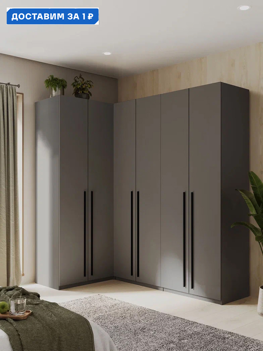 Изображение товара Шкаф распашной угловой Принцесса Мелания 3129/4 6 дверей графит Россия