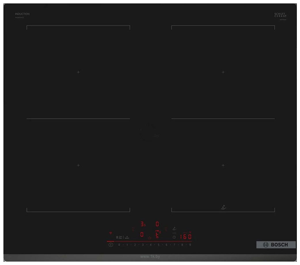 Изображение товара Электрическая варочная панель Bosch PVQ631HC1E 59.2 см 4 конфорки цвет черный