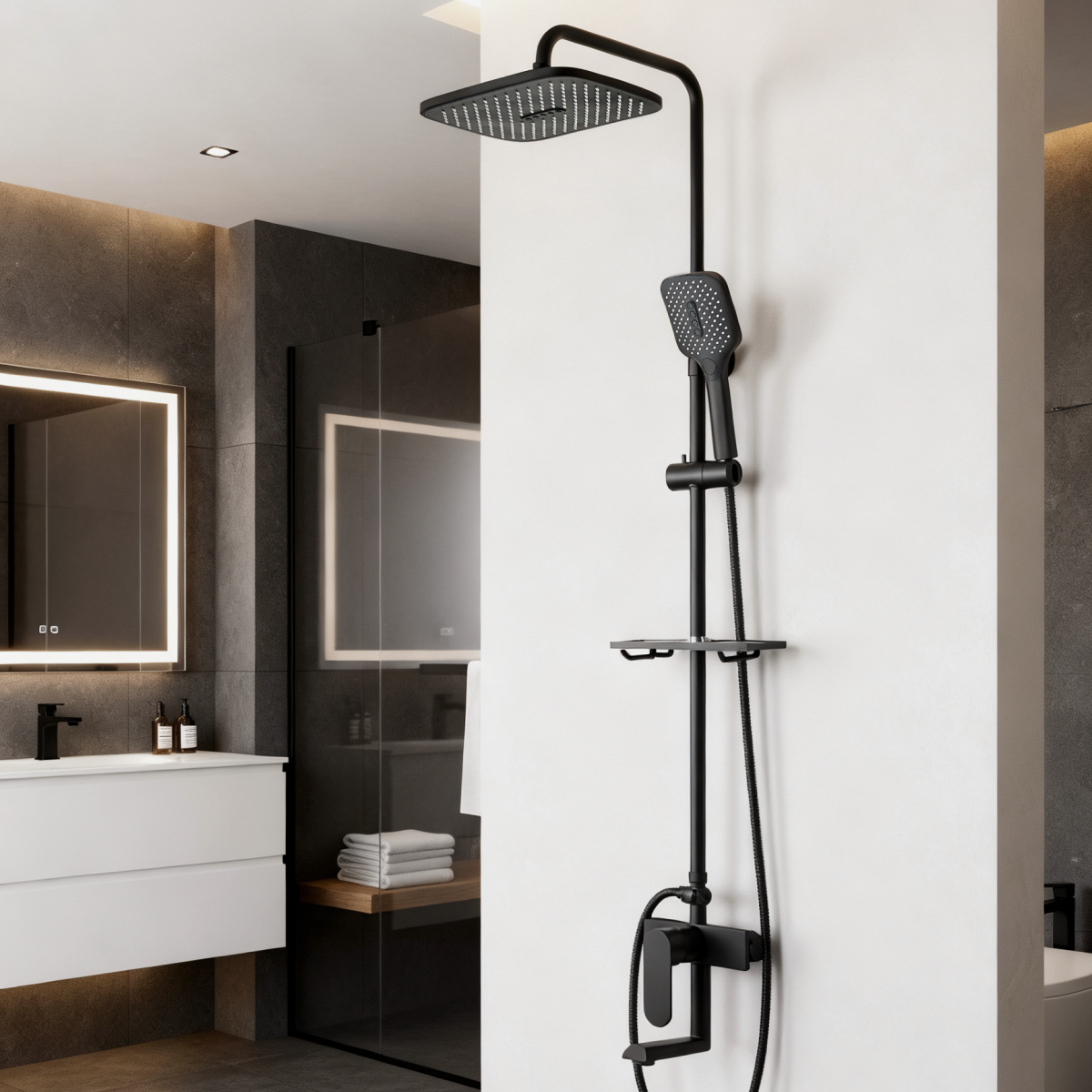 Изображение товара Душевая система Voda Vst112black с тропическим душем 1 режимная цвет черный