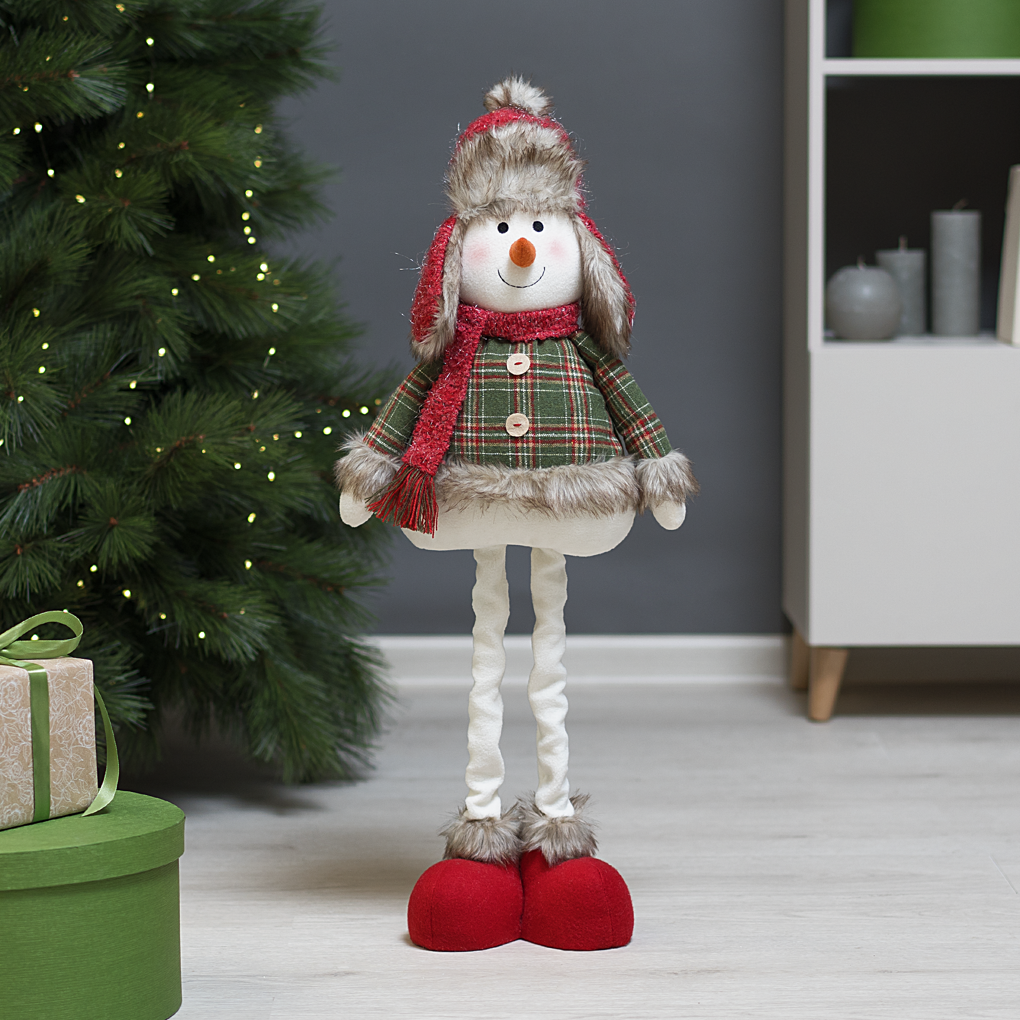 Изображение товара Декоративная новогодняя фигурка снеговик 75 см красный KREAFORTA