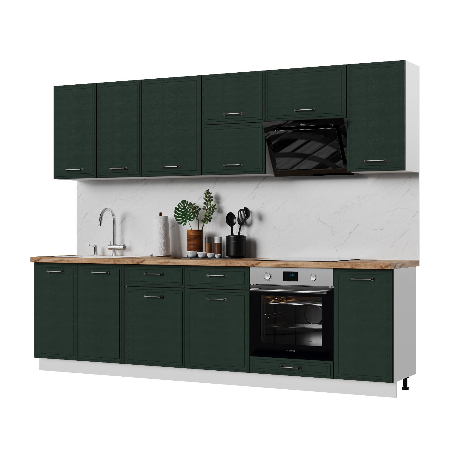 Изображение товара Кухонный гарнитур Стендмебель Индира УТ000587956 280x217x60 см ЛДСП цвет белый, сланец