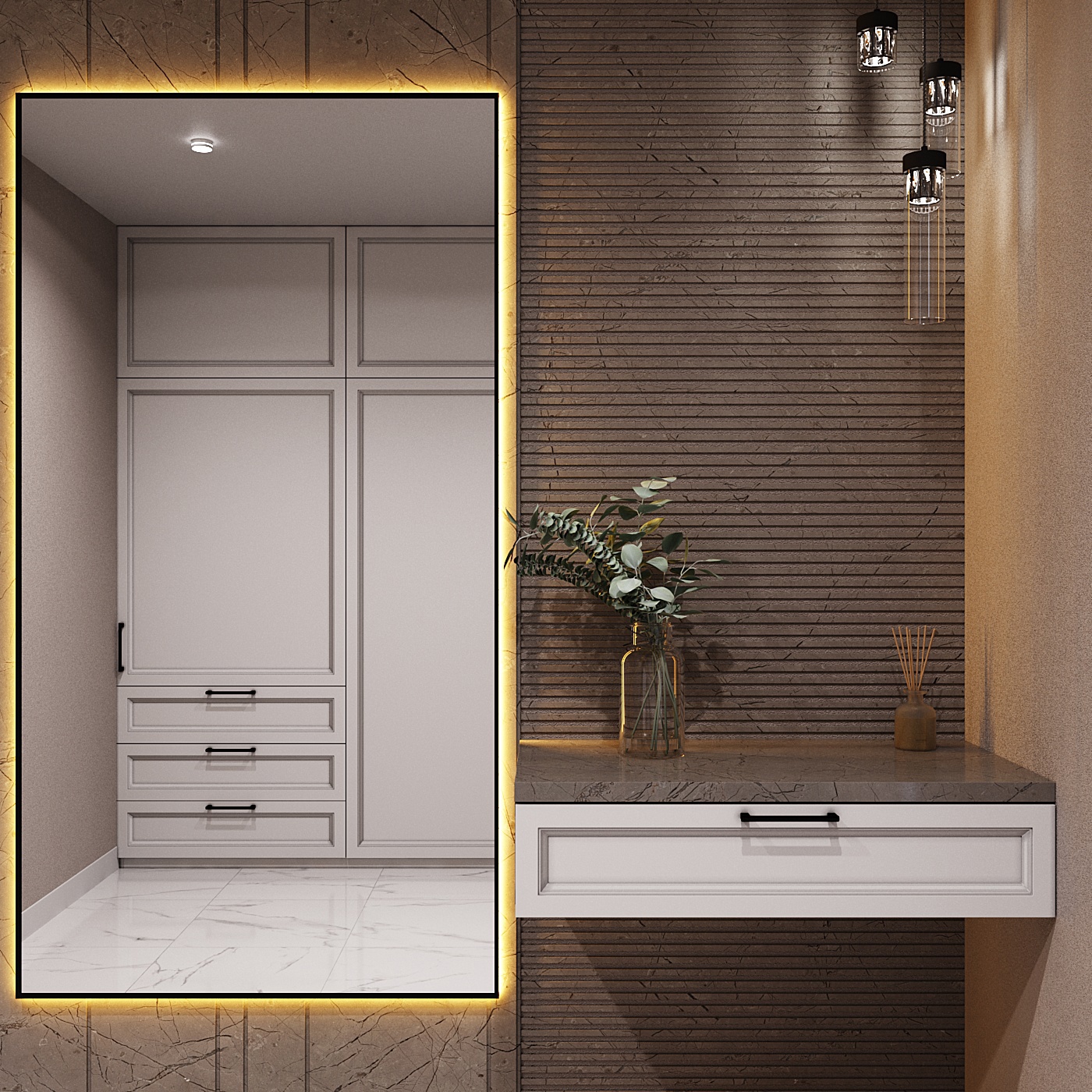 Изображение товара Зеркало с подсветкой One Mirror в алюминиевой раме настенное 200x90см свет теплый белый цвет черное