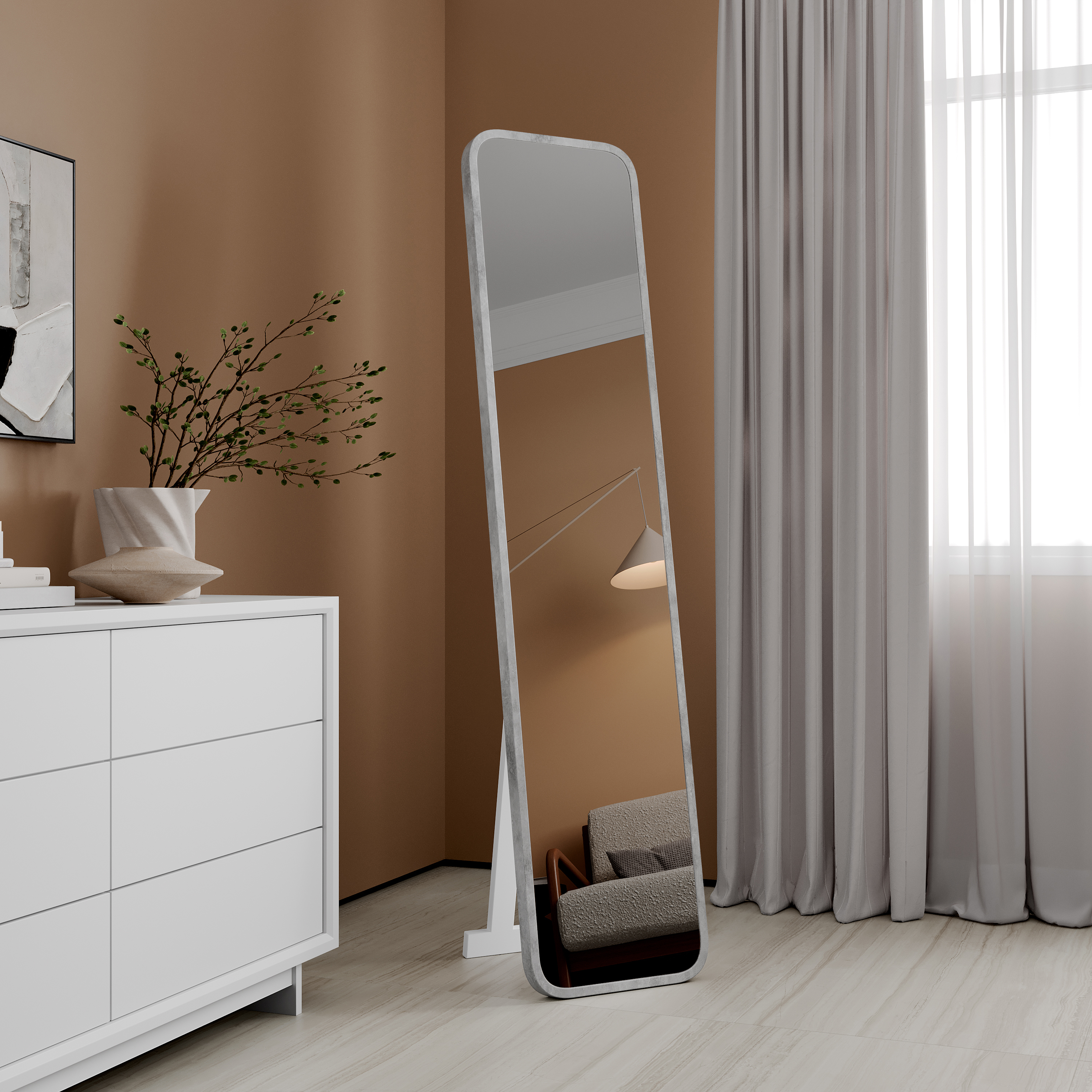 Изображение товара Декоративное напольное зеркало Inspire Монблан 40x175 см овальное серое