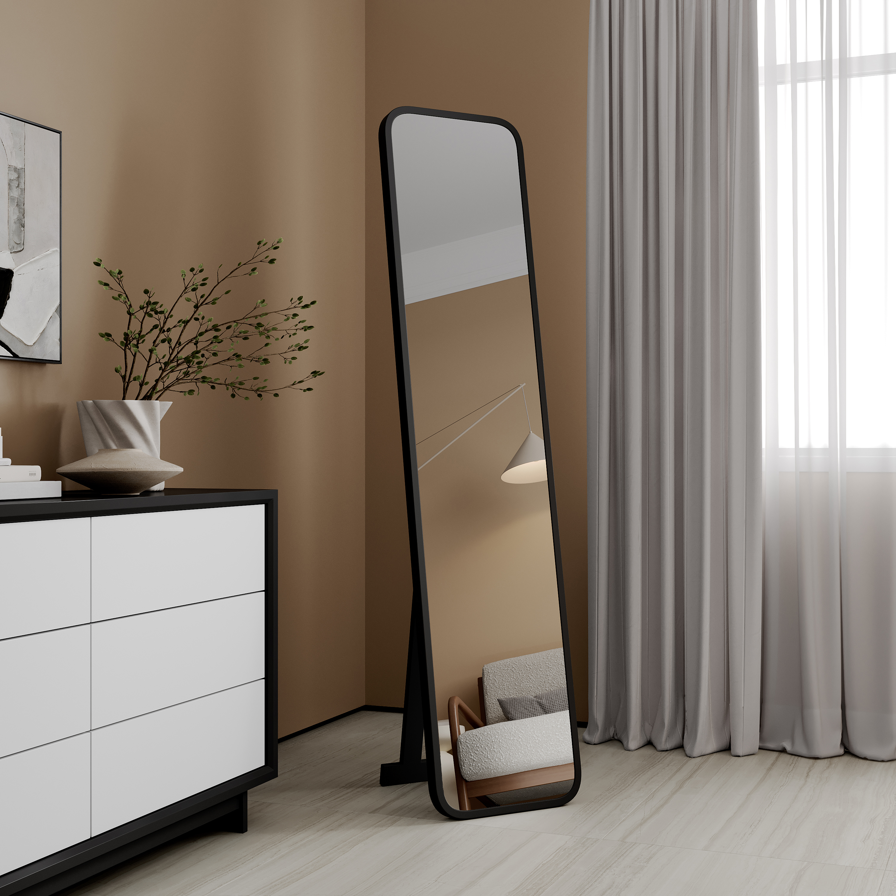 Изображение товара Декоративное напольное зеркало Inspire Монблан овальное 40x175 см черное