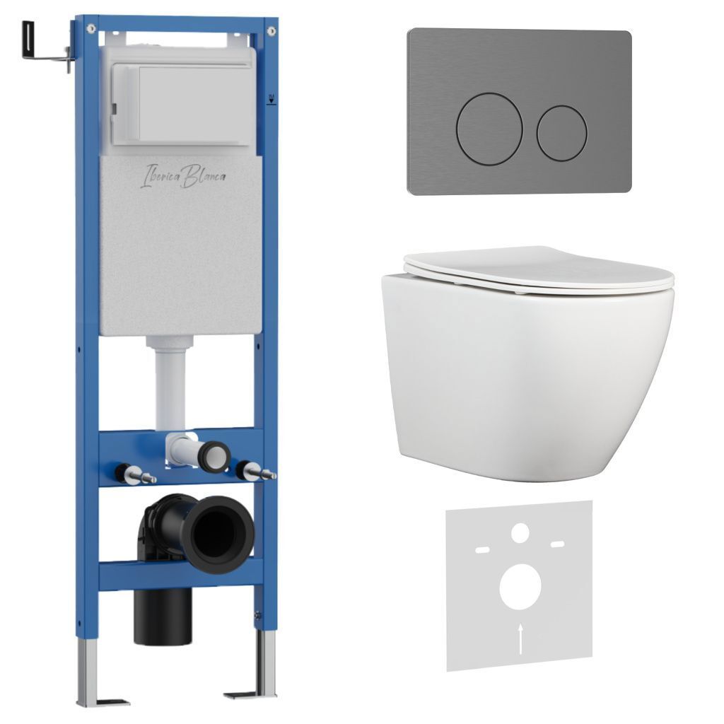 Изображение товара Комплект инсталляция с унитазом Iberica blanca IB.001M.BLA.234.8180 цвет белый