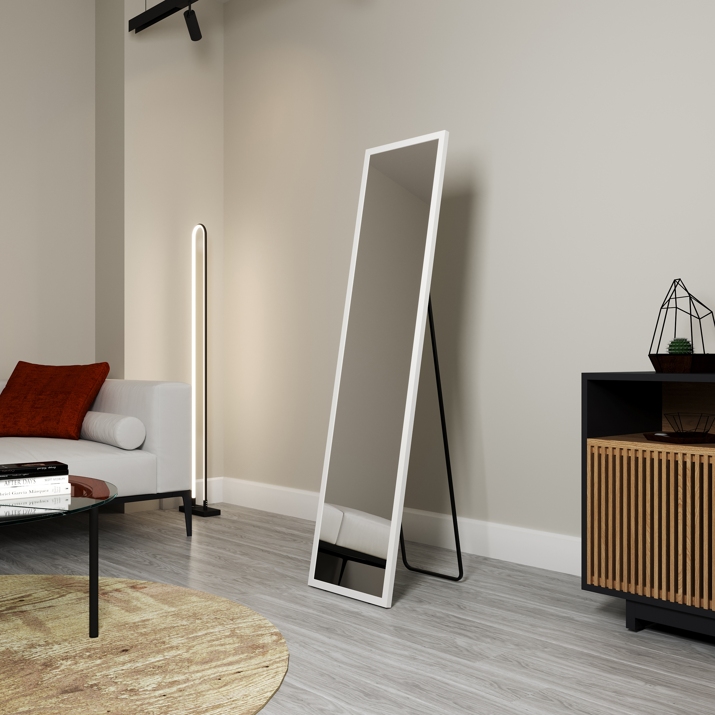 Изображение товара Напольное и настенное зеркало Inspire Альпы 40x160 см белое против влаги