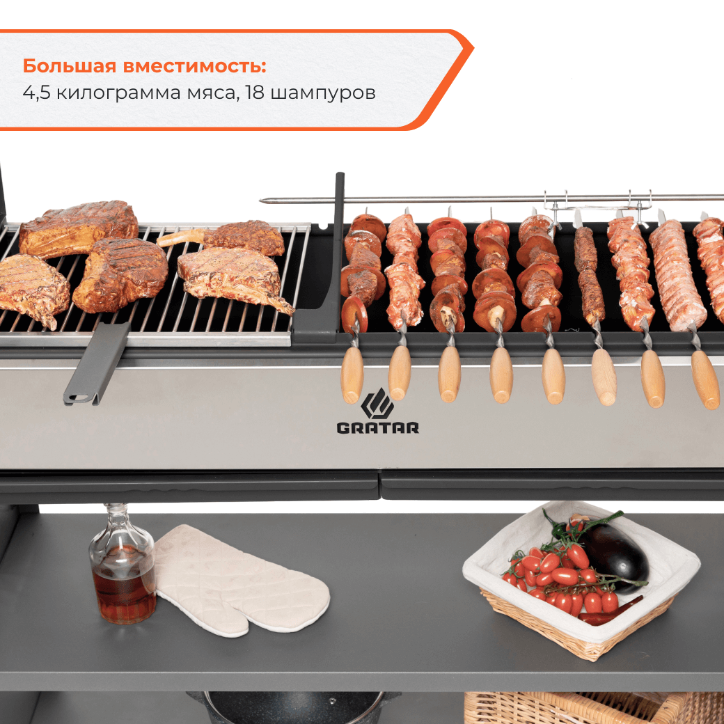 Мангал Gratar Premium Prem 01 102x201x179 см сталь - 12