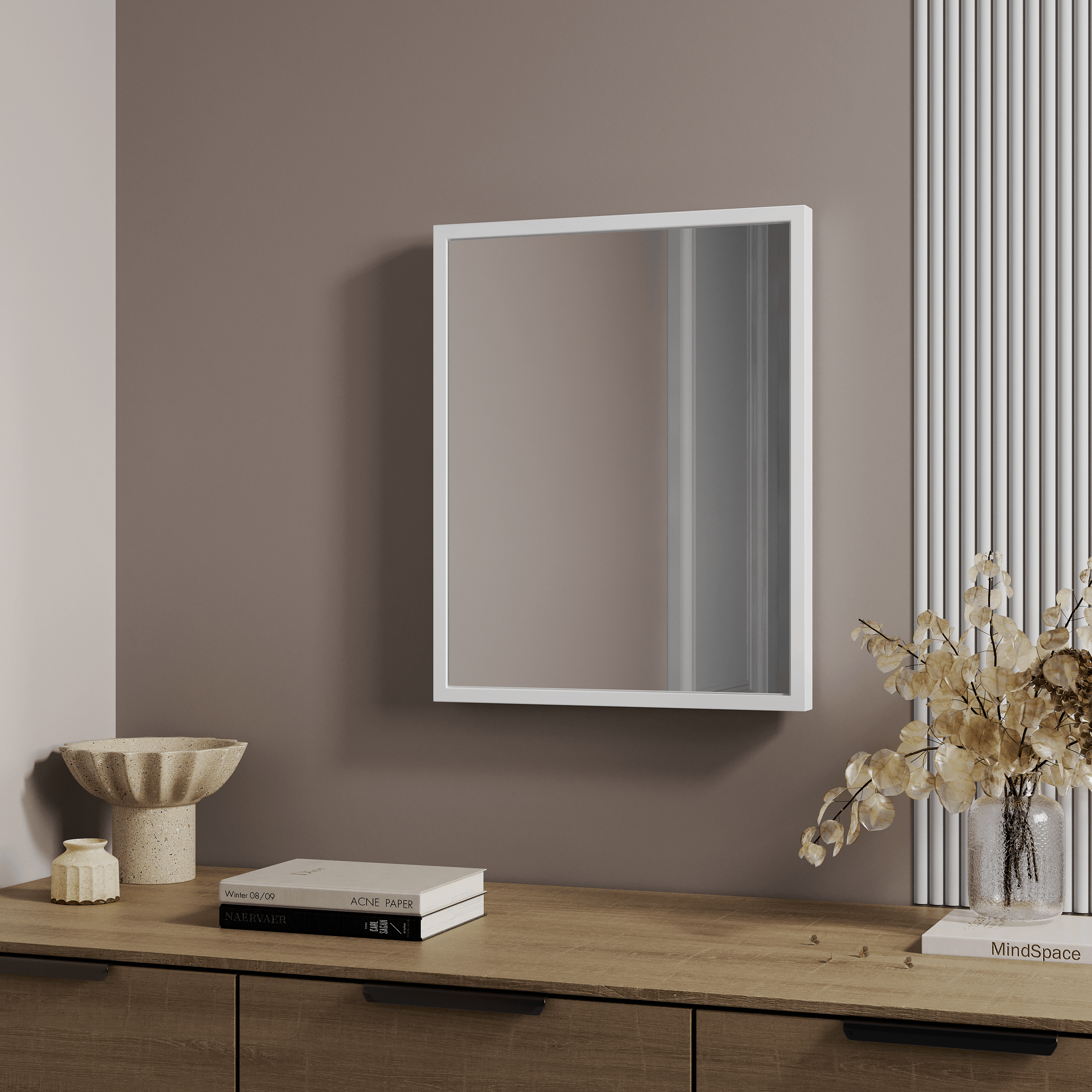 Изображение товара Декоративное зеркало Inspire Basic 40x50 см белое для интерьера настенное