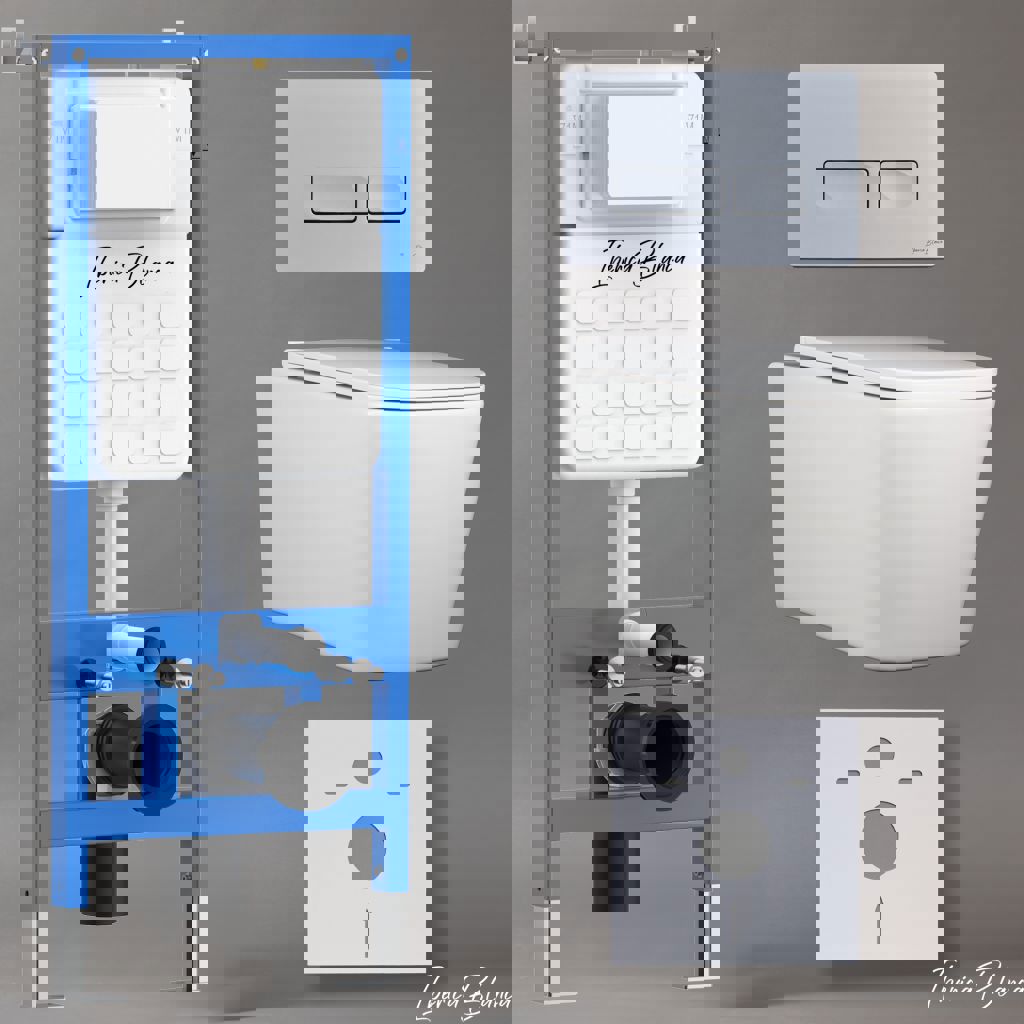 Изображение товара Комплект инсталляция с унитазом IBERICA BLANCA TOLEDO ALTO и клавишей ESTI-R белый