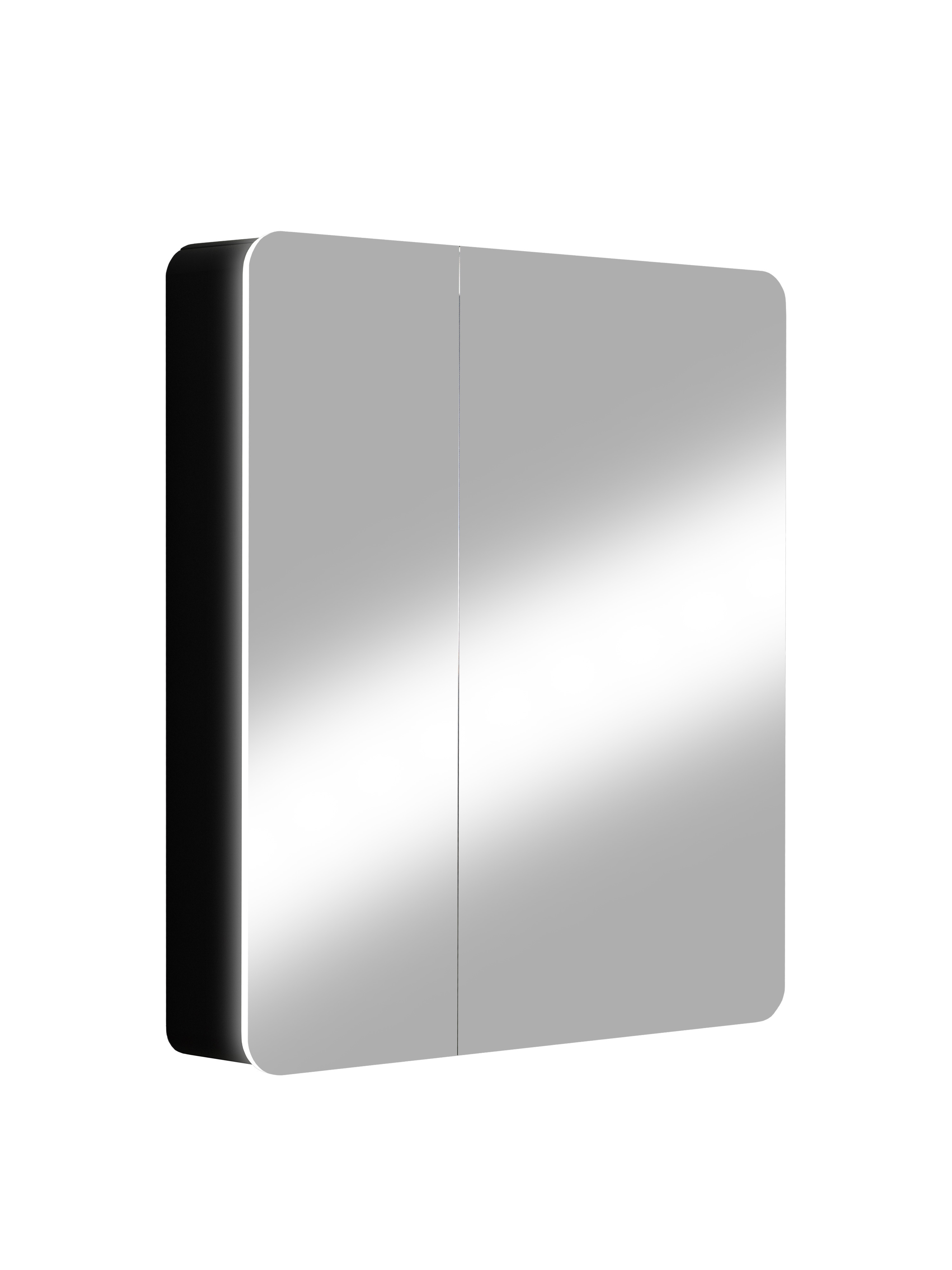 Изображение товара Зеркальный подвесной шкаф для ванной с подсветкой Perfect черный 76x85 см
