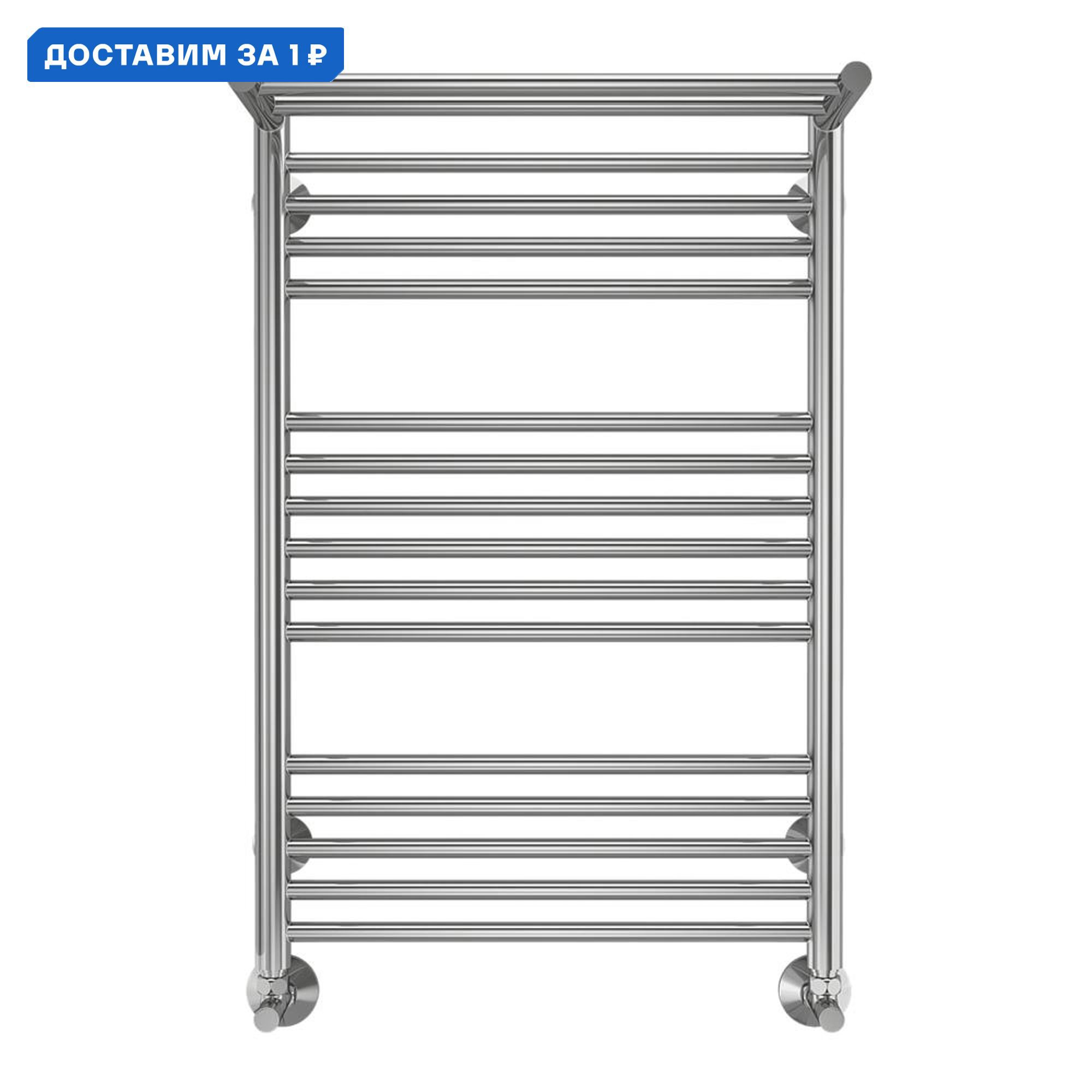Изображение товара Водяной полотенцесушитель с полкой Terminus Аврора П16 800х532 мм хром, нержавеющая сталь
