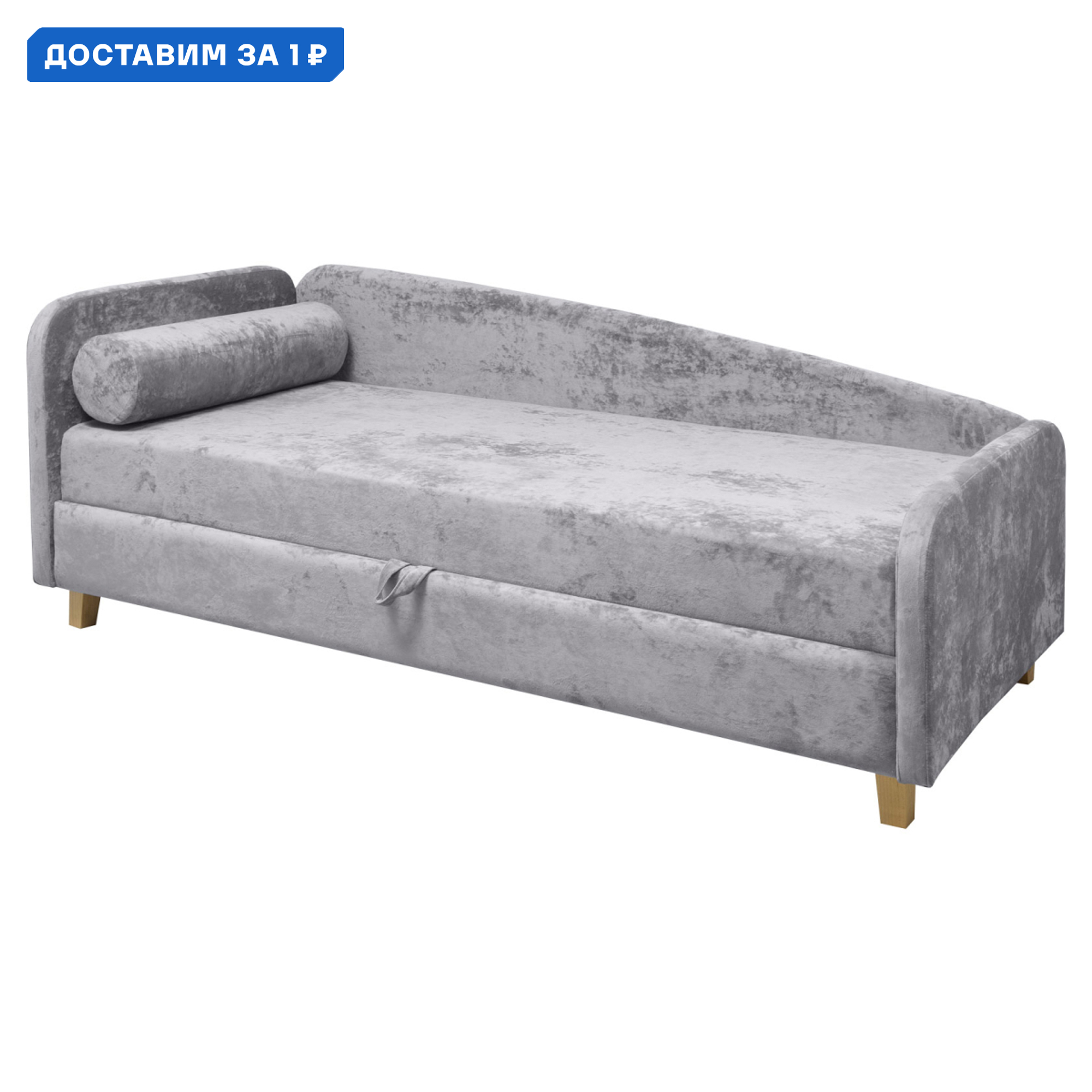 Изображение товара Диван прямой Правила мебели 187197 с ящиками и велюром серебро