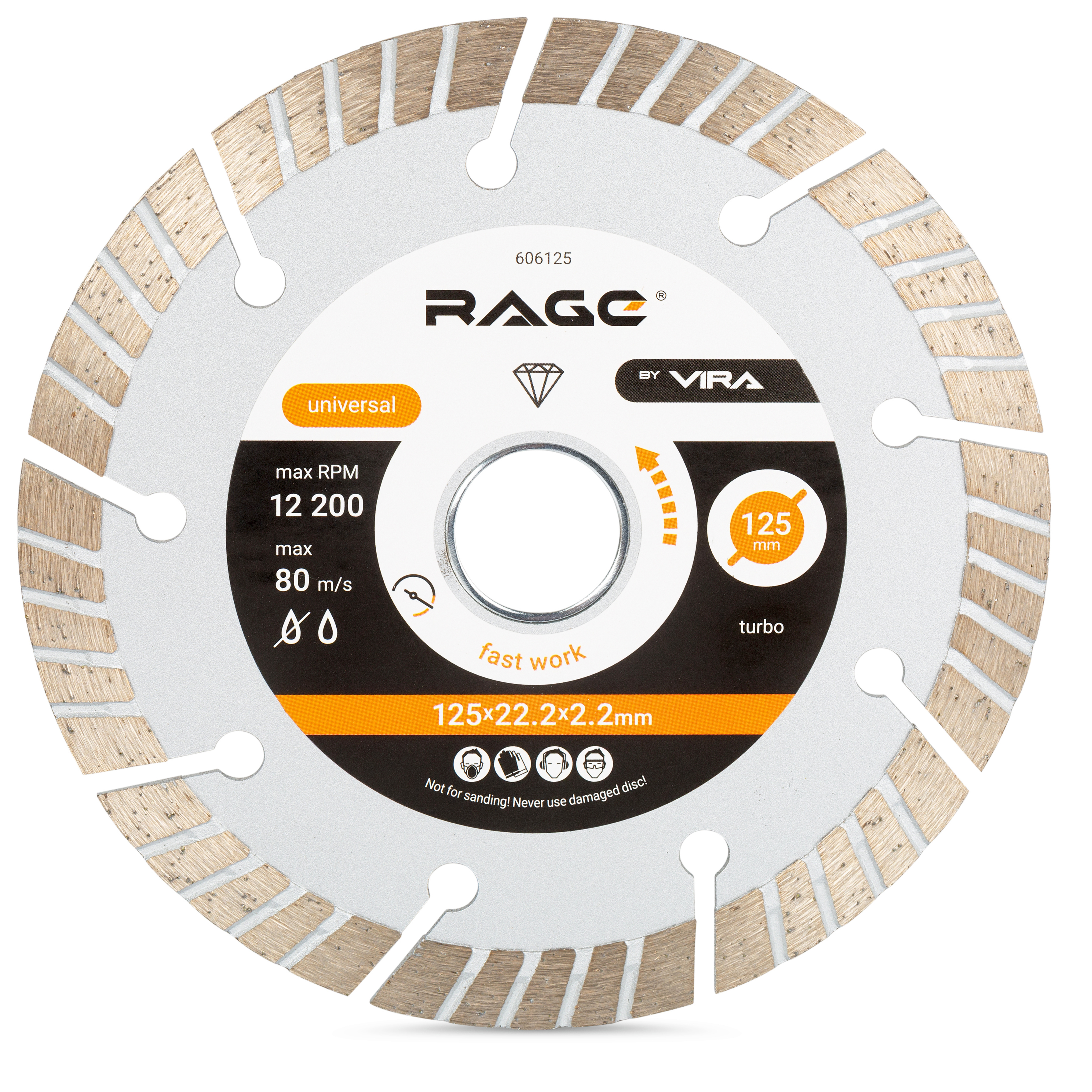 Изображение товара Диск алмазный по бетону Rage 606125 турбо 125x22.2x2.2 мм