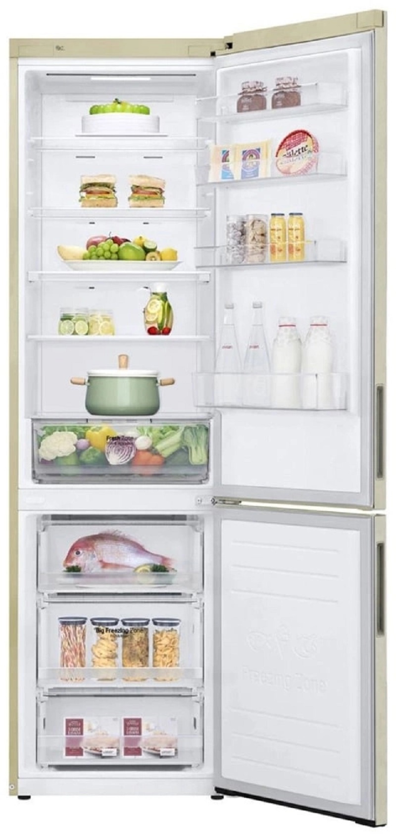 Изображение товара Холодильник LG GA-B509CESL двухкамерный с морозильной камерой снизу белый