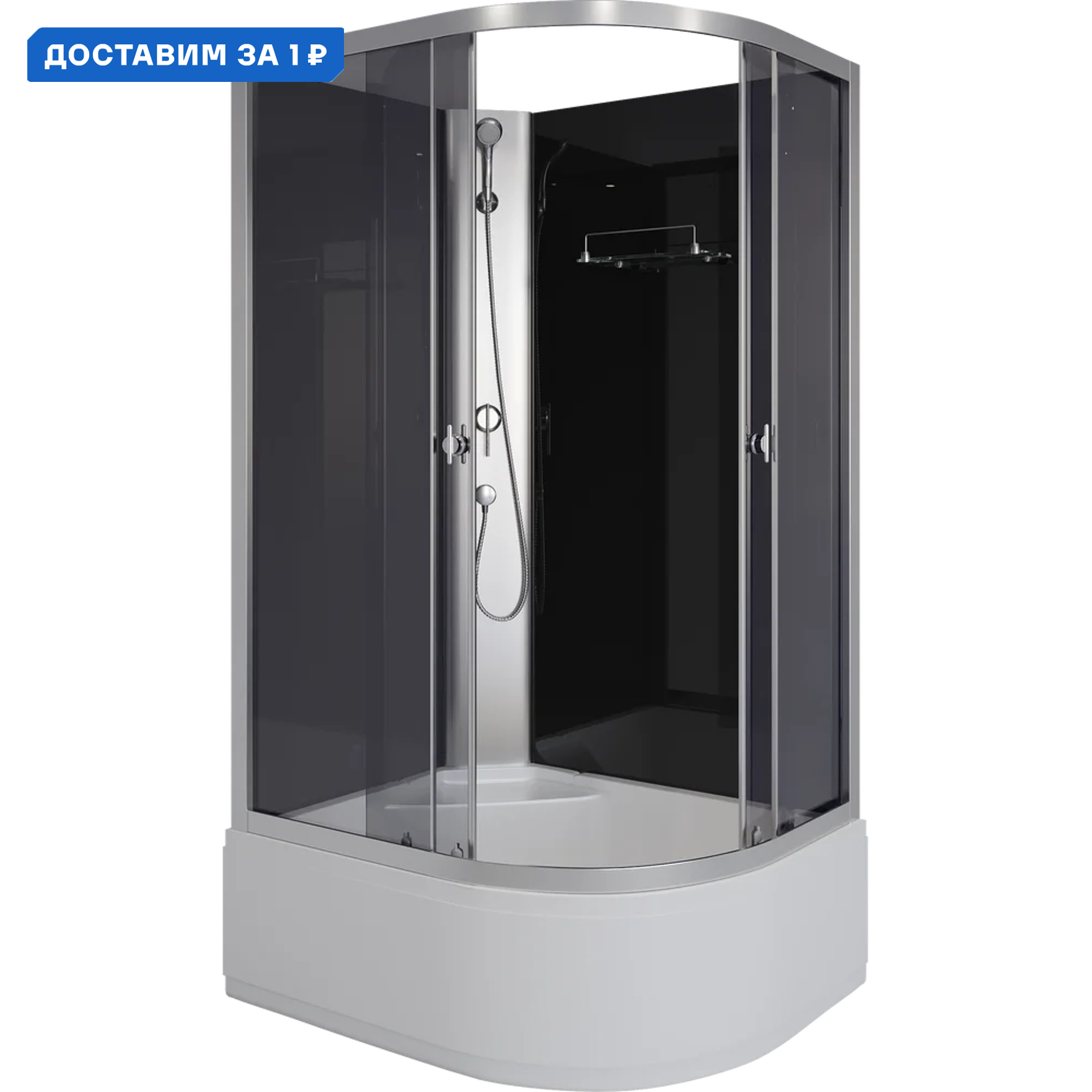 Изображение товара Душевая кабина Niagara Eco E100/80/40L/TN/BK высокий поддон 100x80 см ассиметричная без крыши