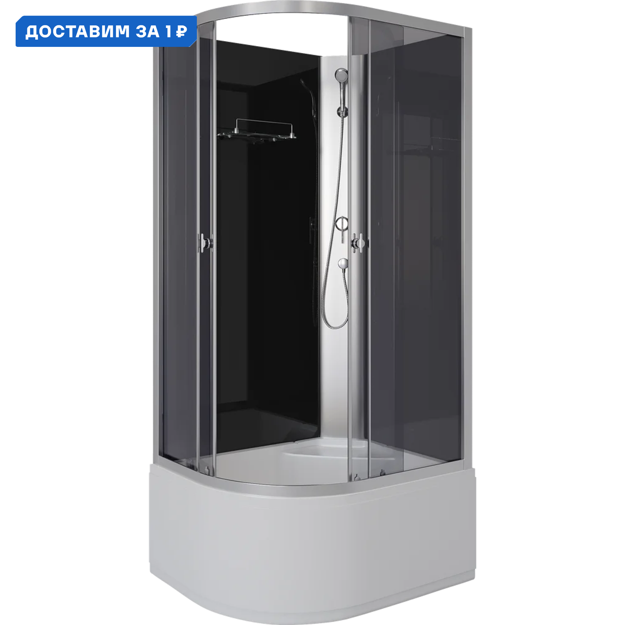Изображение товара Душевая кабина Niagara Eco E90/70/40R/TN/BK 90x70 см ассиметричный с без крыши
