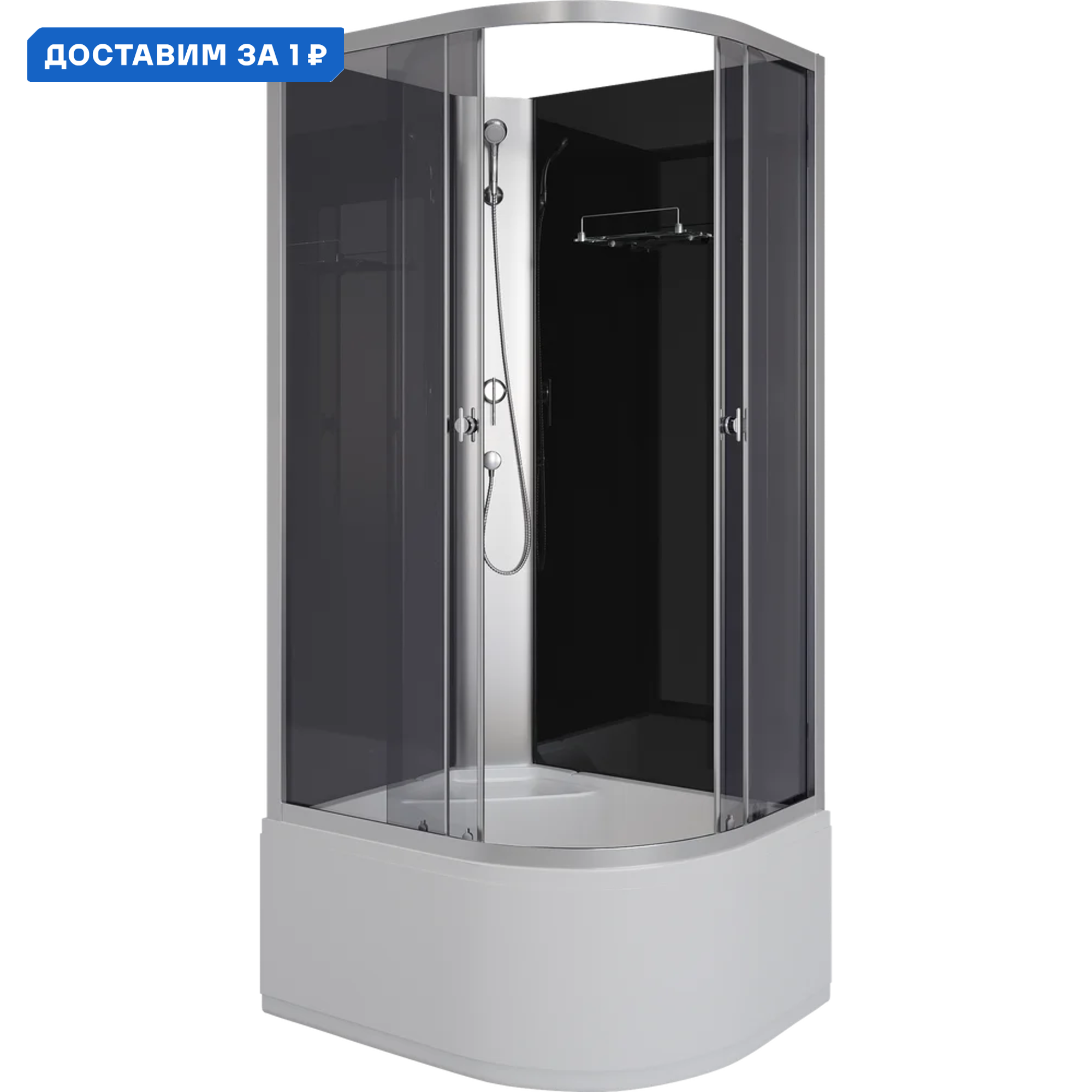 Изображение товара Душевая кабина Niagara Eco E90/80/40L/TN/BK ассиметричная 90x80 см без крыши