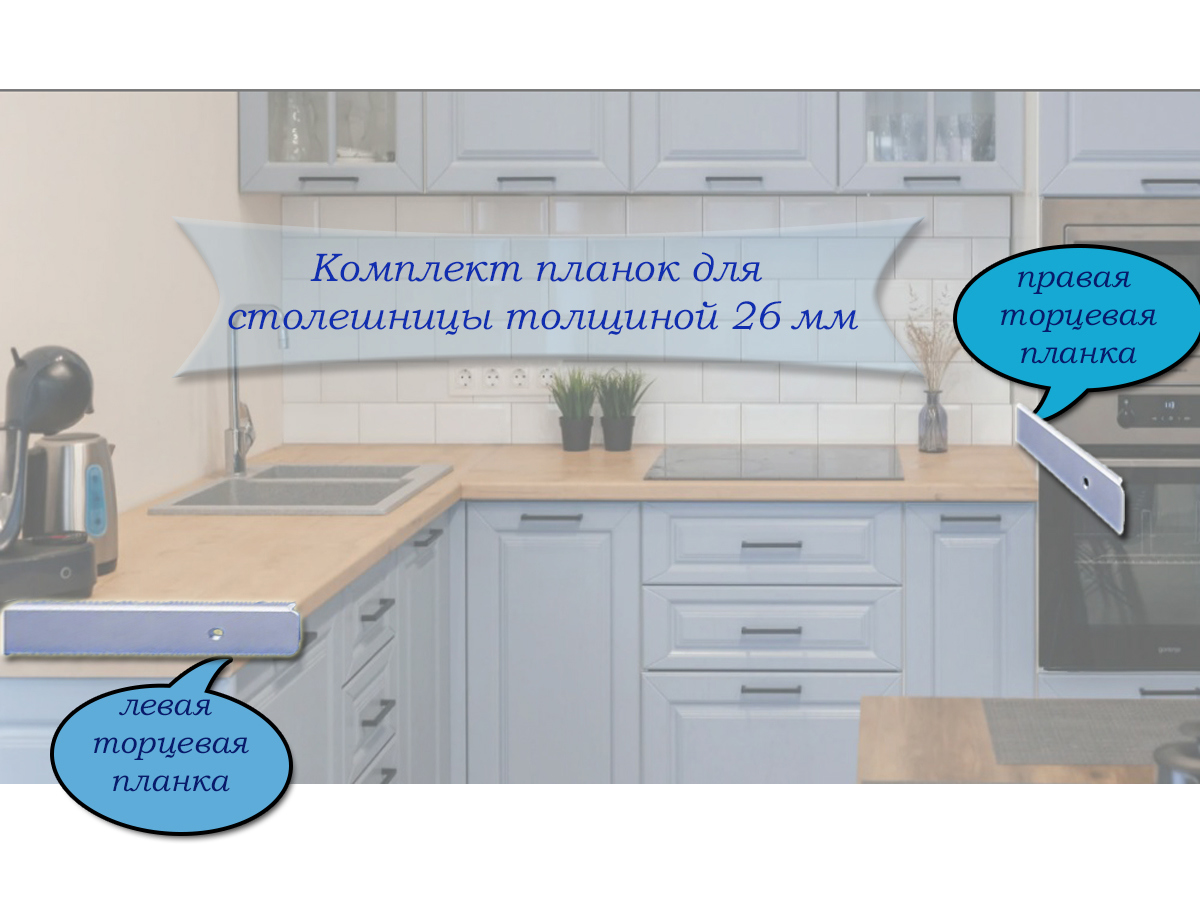 Изображение товара Комплект торцевых планок для столешницы высотой 26 мм R-3 мм