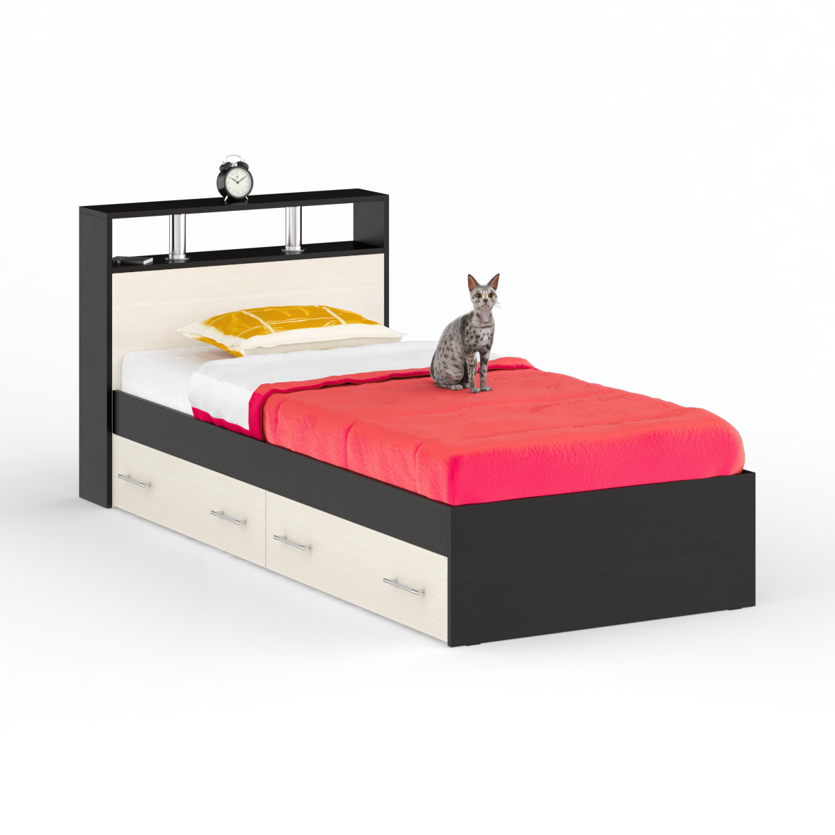 Изображение товара Кровать Свк Камелия 200x90 см черного цвета современный дизайн с ящиками