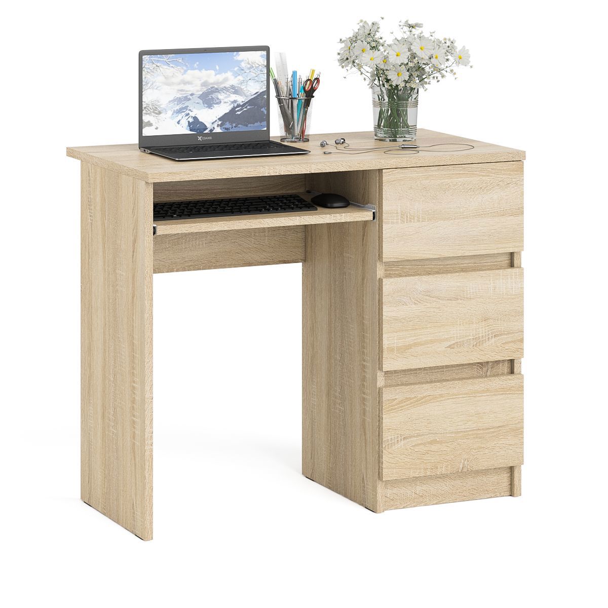 Изображение товара Офисный стол с полкой Свк Мори МС-6 правый 90x77x50 см дуб сонома