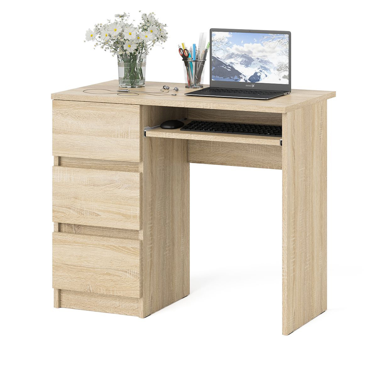 Изображение товара Офисный стол с полкой Свк Мори МС-6 левый 90x77x50 см ЛДСП цвет дуб сонома 1025939K