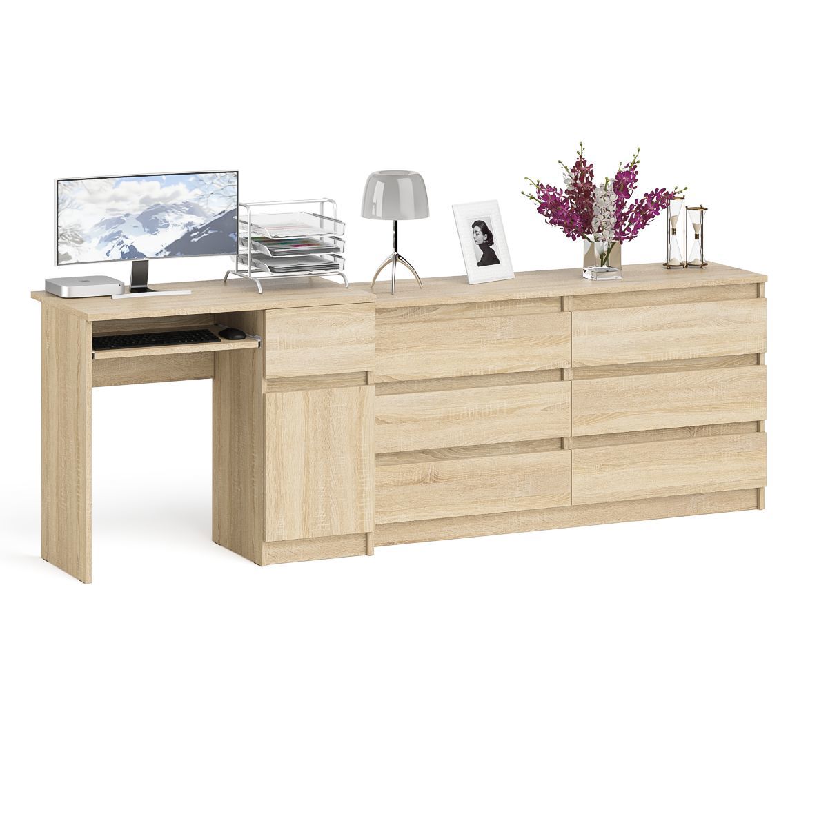 Изображение товара Комод с полкой Свк Мори 228x77x50 см ЛДСП цвет дуб сонома 1026472K