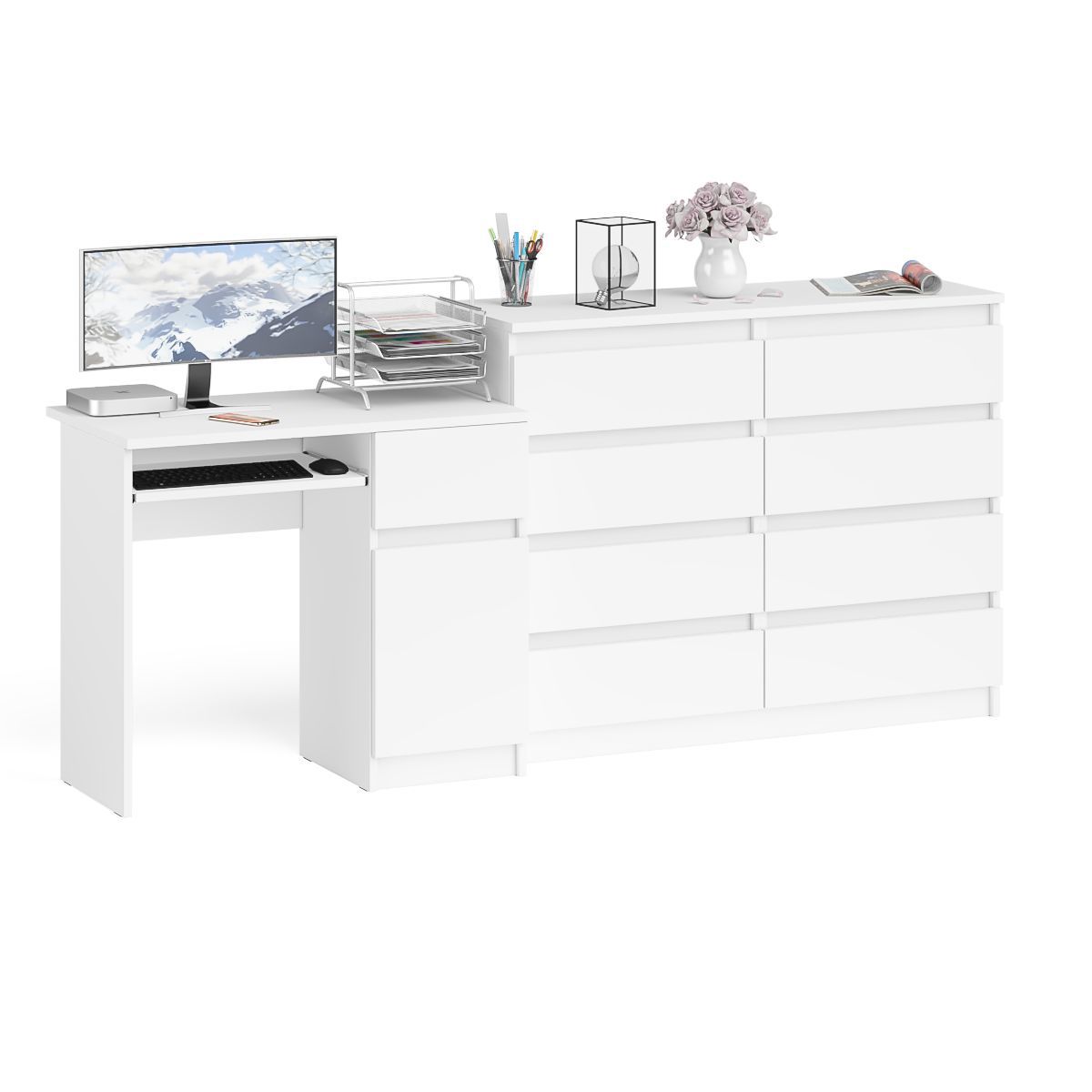 Изображение товара Комод с полкой Свк Мори 210x94x50 см белый