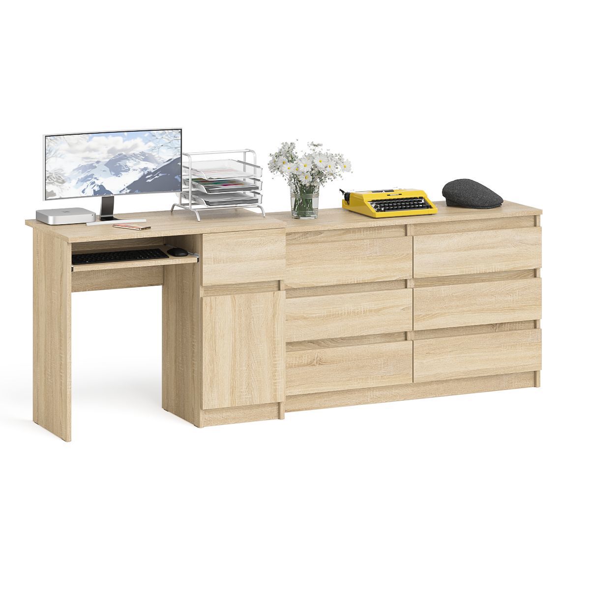 Изображение товара Офисный стол с полкой Свк Мори 210x77x50 см