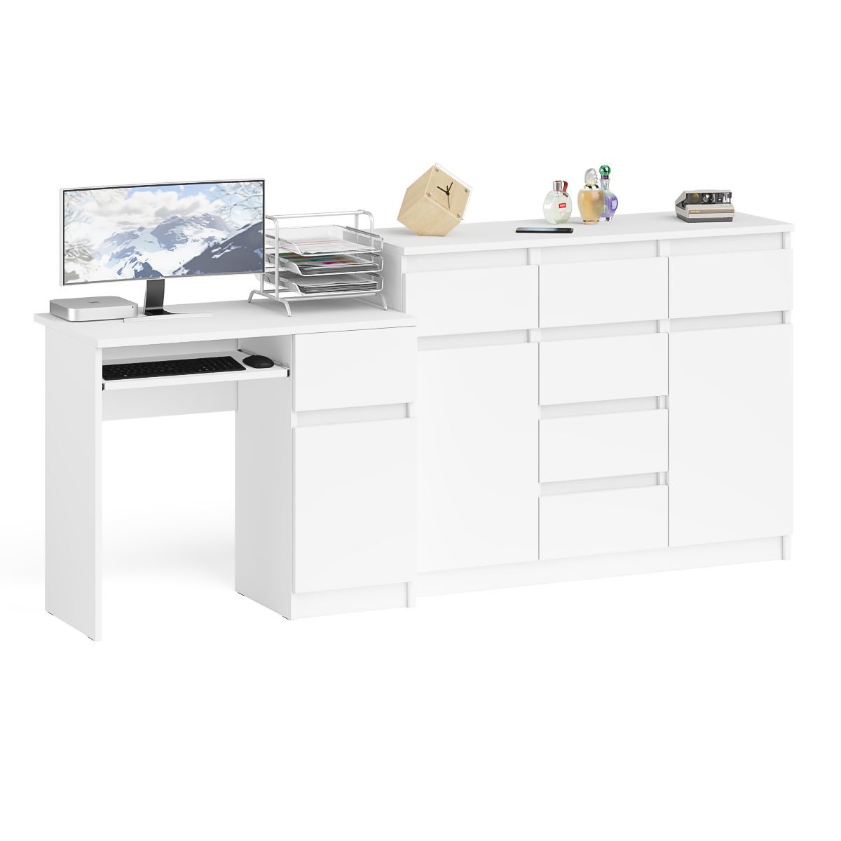 Изображение товара Тумба-комод с полкой Свк Мори 210x94x50 см белый