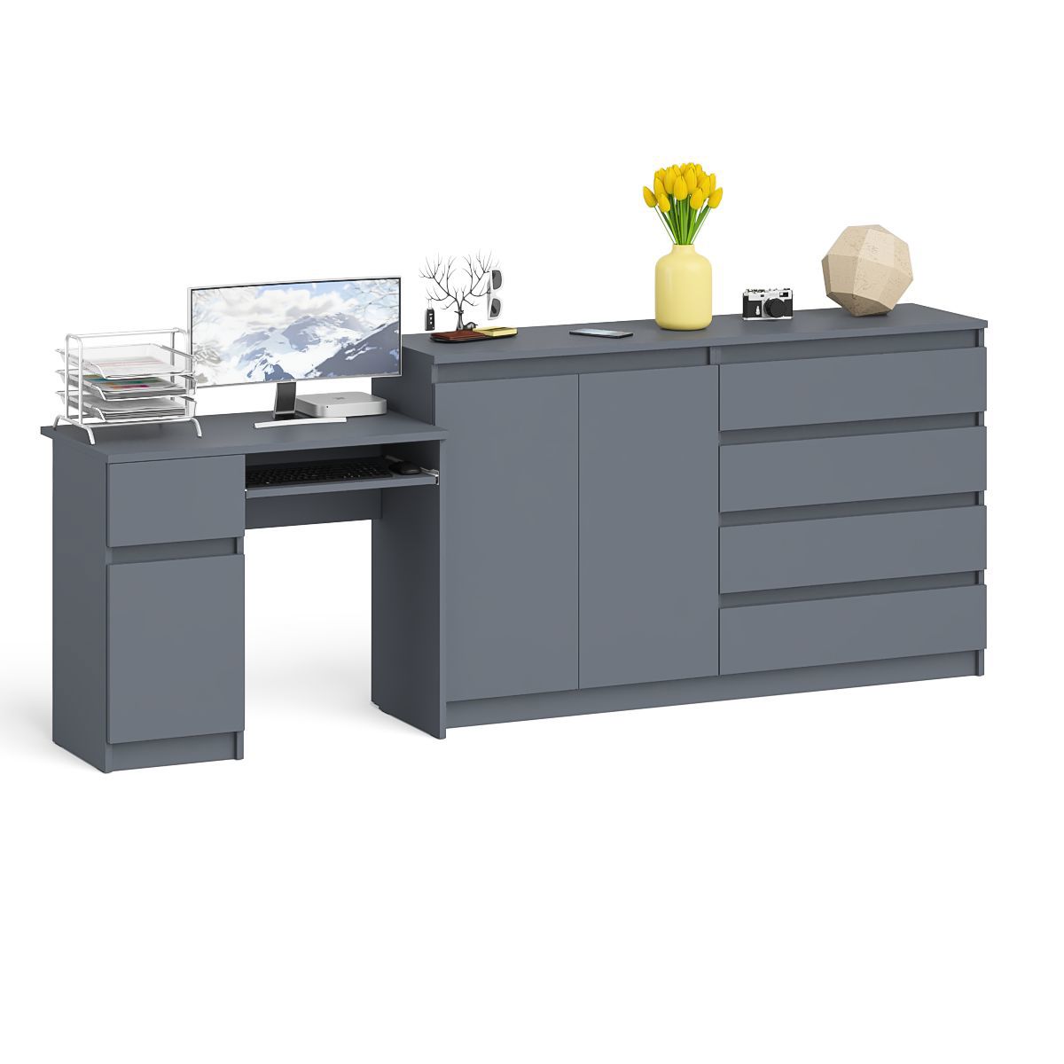 Изображение товара Тумба-комод Свк Мори с полкой 250x94x50 см графит