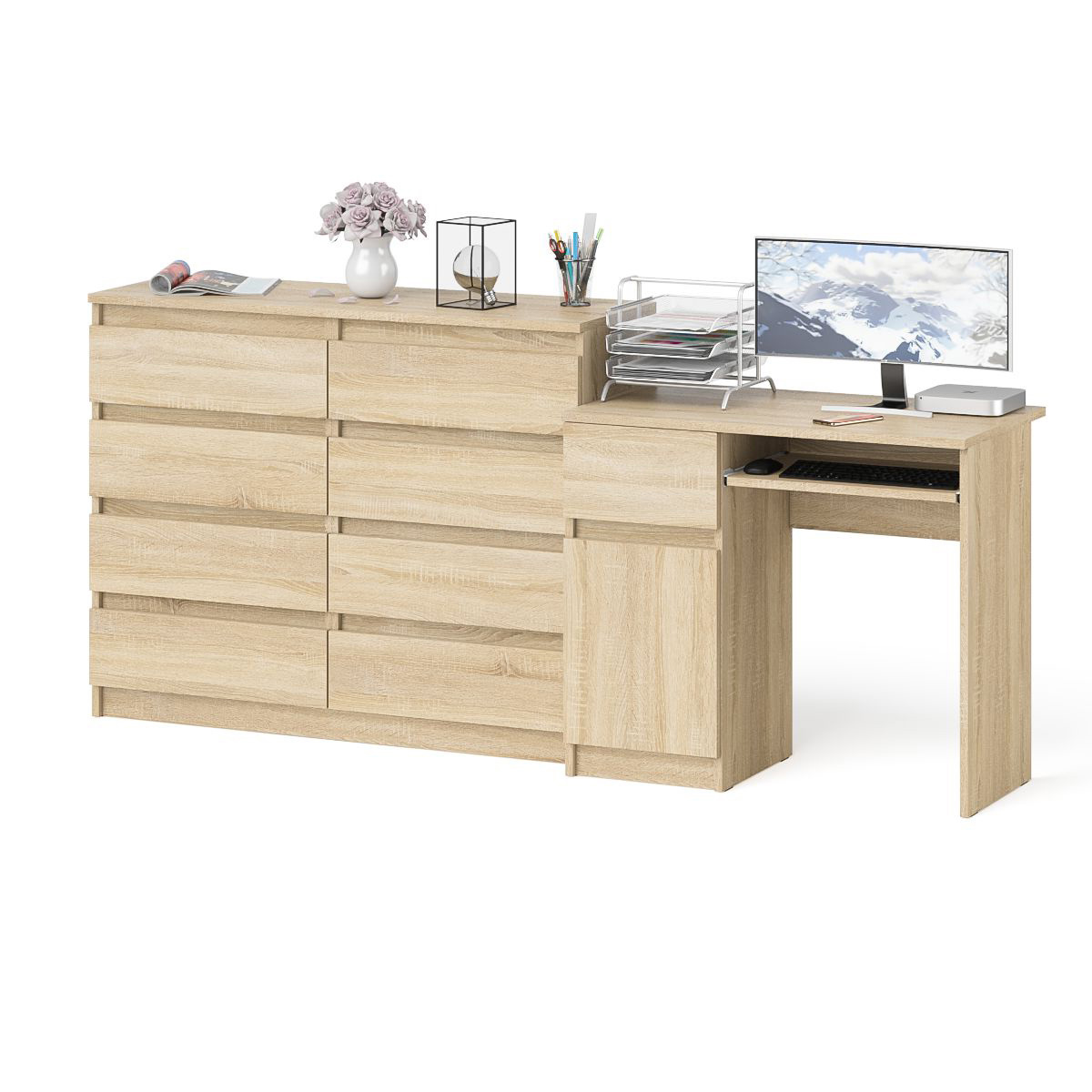 Изображение товара Комод стол с полкой Свк Мори 210x94x50 см ЛДСП цвет дуб сонома 1026591K