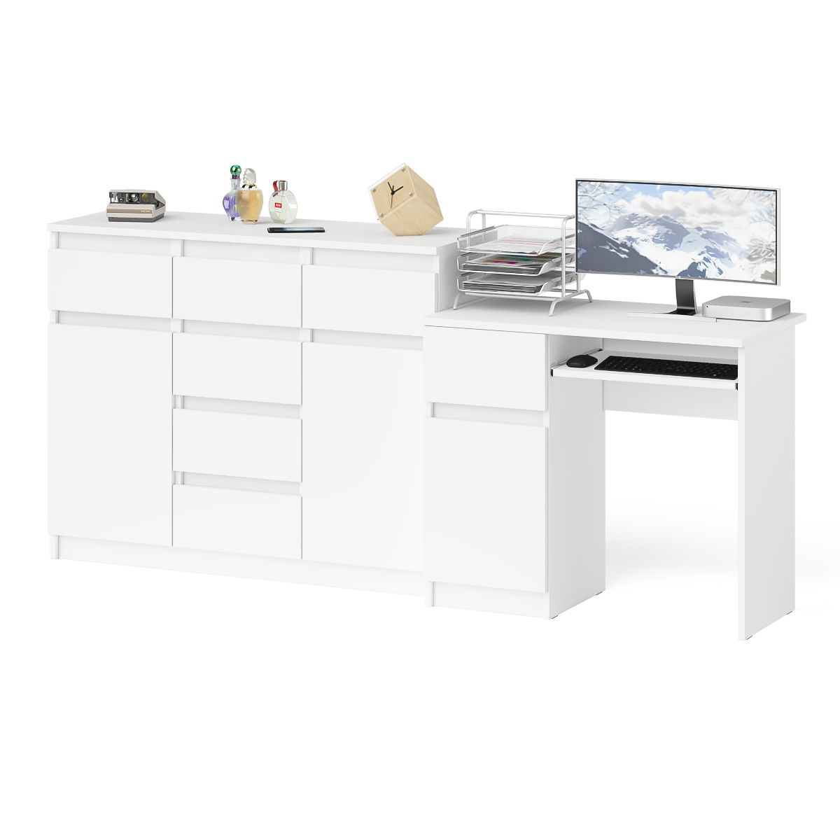 Изображение товара Комод-тумба Мори с полкой 210x94x50 см белый