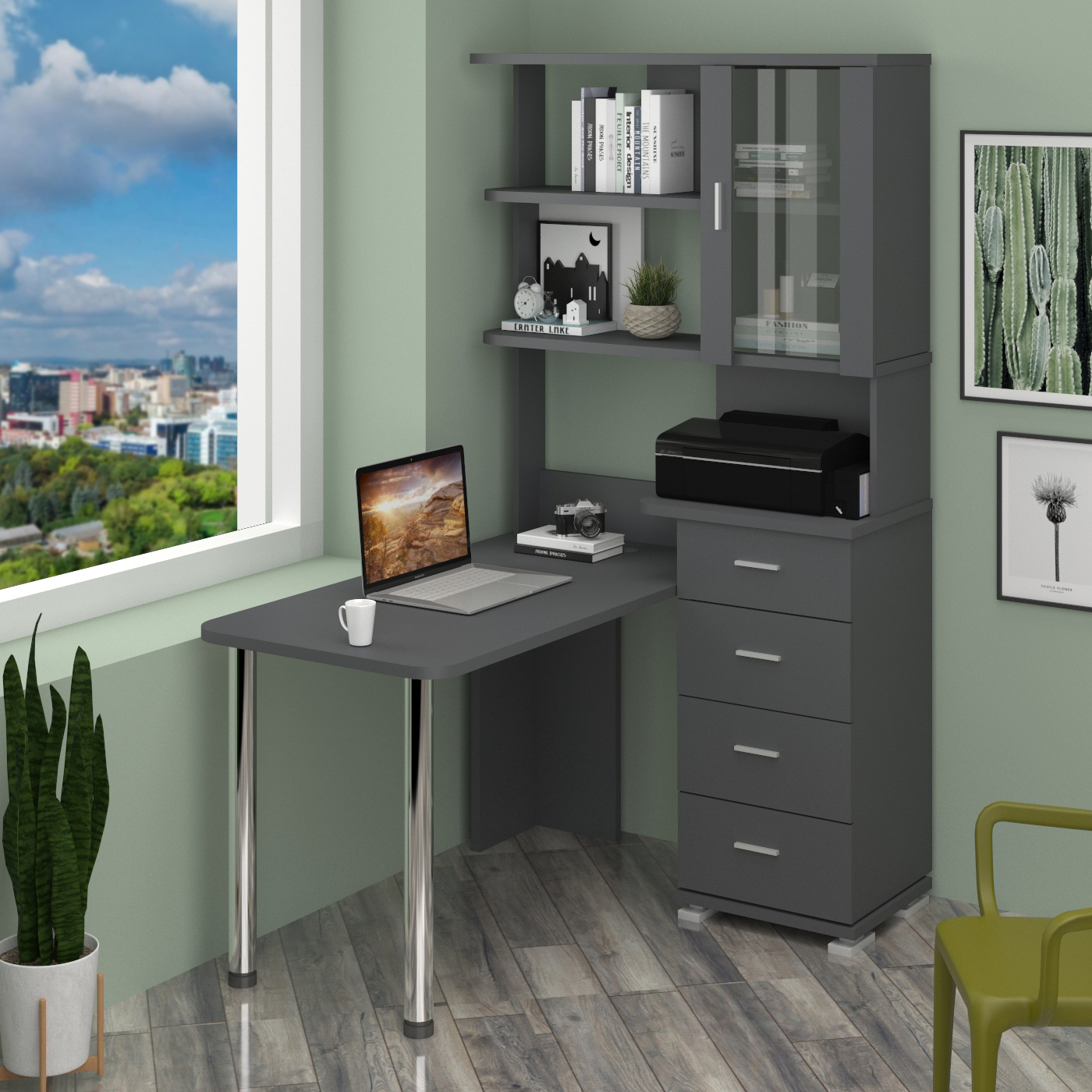 Изображение товара Стол Мэрдэс Ср 110x193x130 см ЛДСП цвет графит СР-220/130 Г