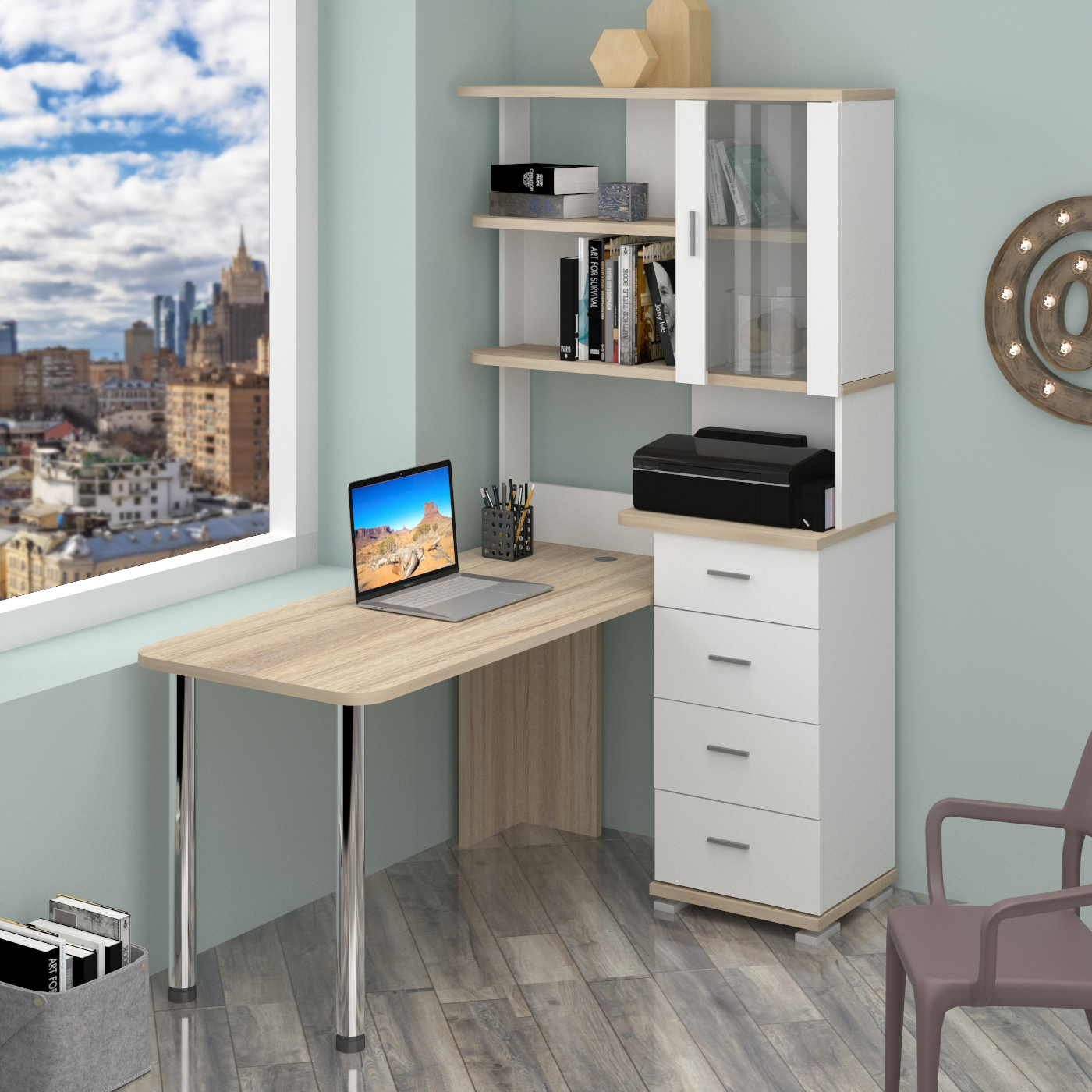 Изображение товара Стол Мэрдэс Ср 110x193x150 см ЛДСП цвет белый/дуб сонома СР-220/150 БЕС