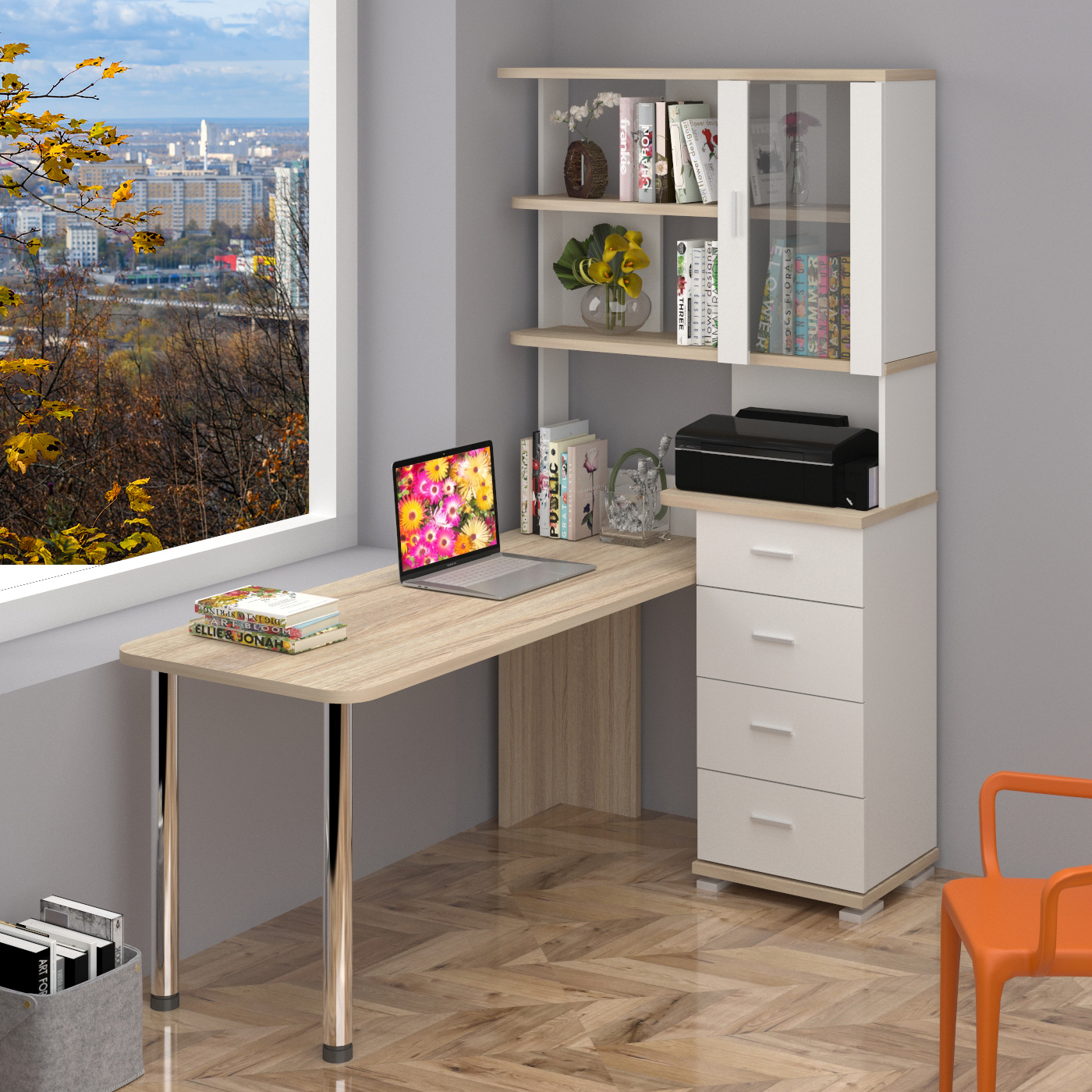 Изображение товара Стол компьютерный угловой Мэрдэс Ср 110x193x170 см белый дуб сонома Изображение товара Стол компьютерный угловой Мэрдэс Ср 110x193x170 см белый дуб сонома