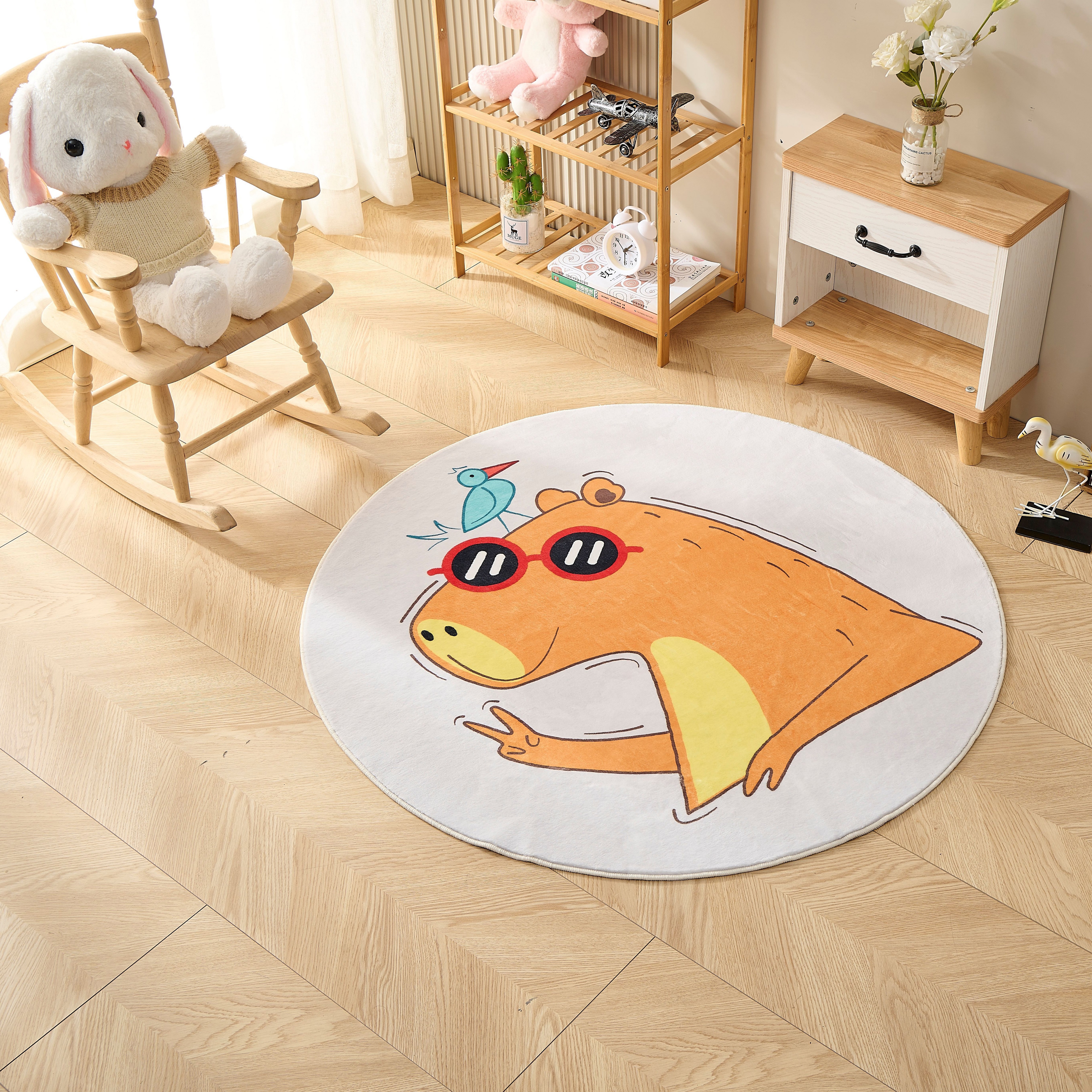 Изображение товара Круглый ковёр Kindora Ø100 см полиэстер детский яркий Животное