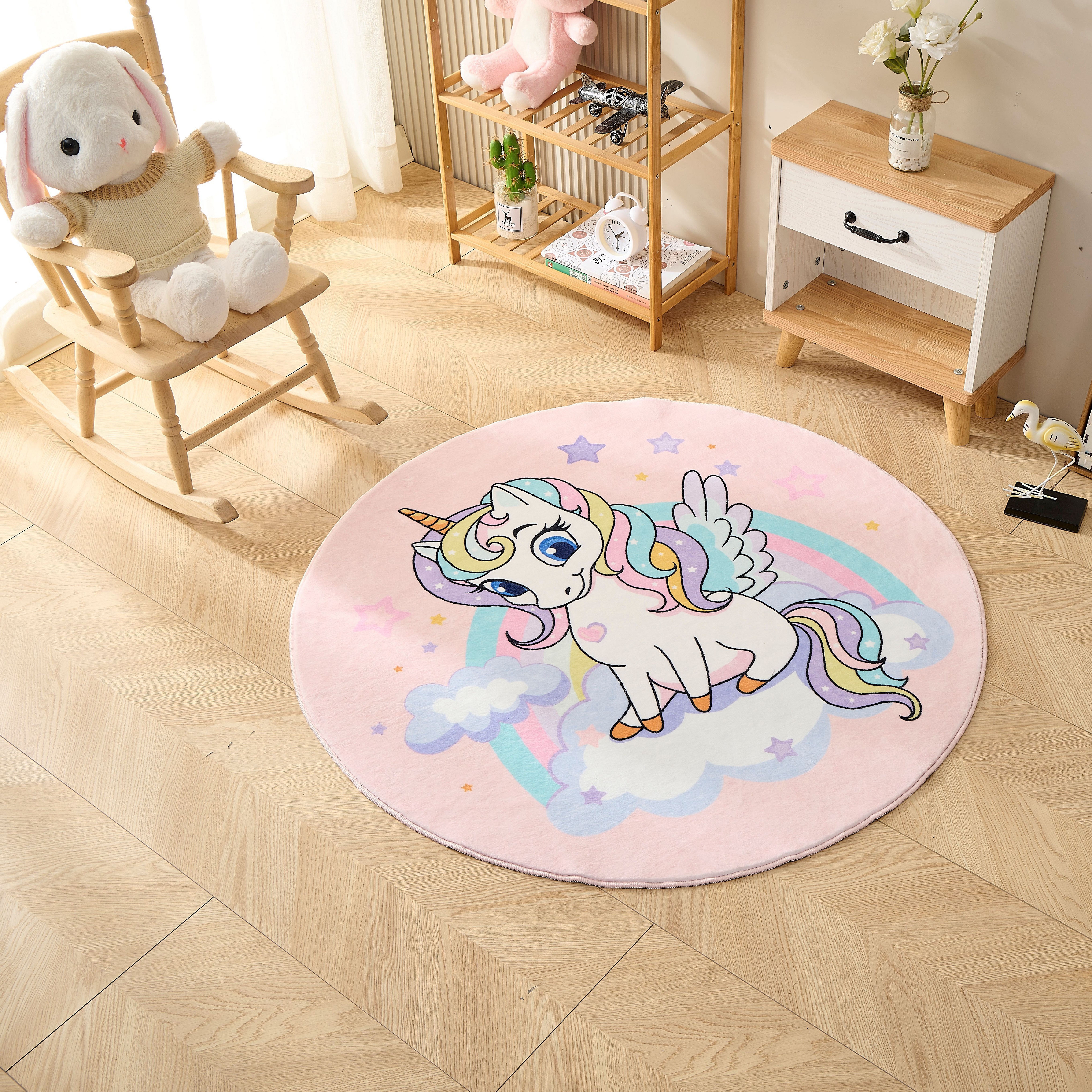 Изображение товара Круглый детский ковер Kindora Ø100 см полиэстер VA-19 розовый