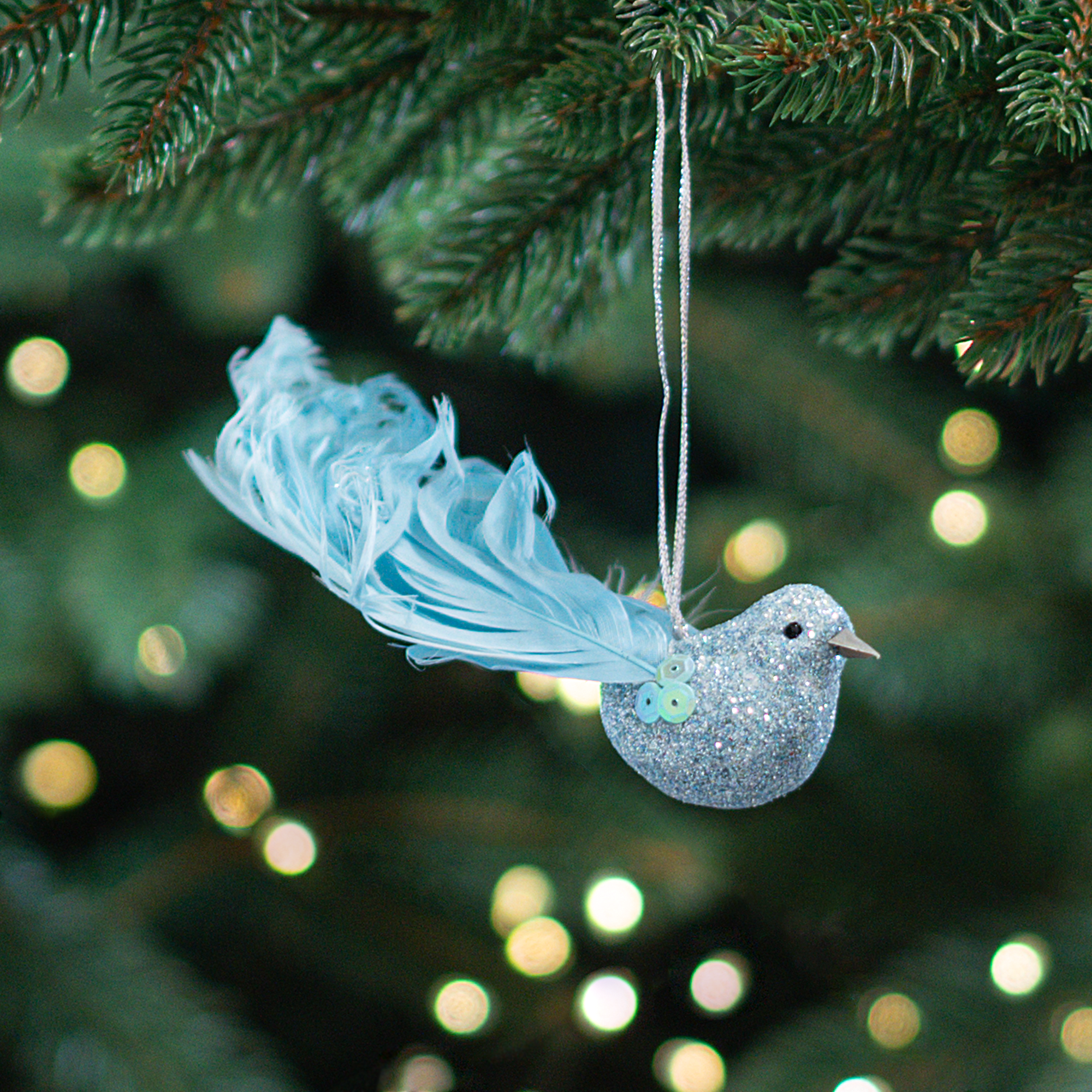Изображение товара Украшение елочное KREAFORTA Птица 16 см синее для новогоднего декора