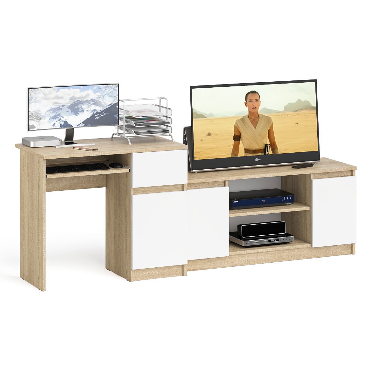 Изображение товара Компьютерный стол с полкой и тумбой Свк Мори МС-1 правый 210x77x50 см из ЛДСП