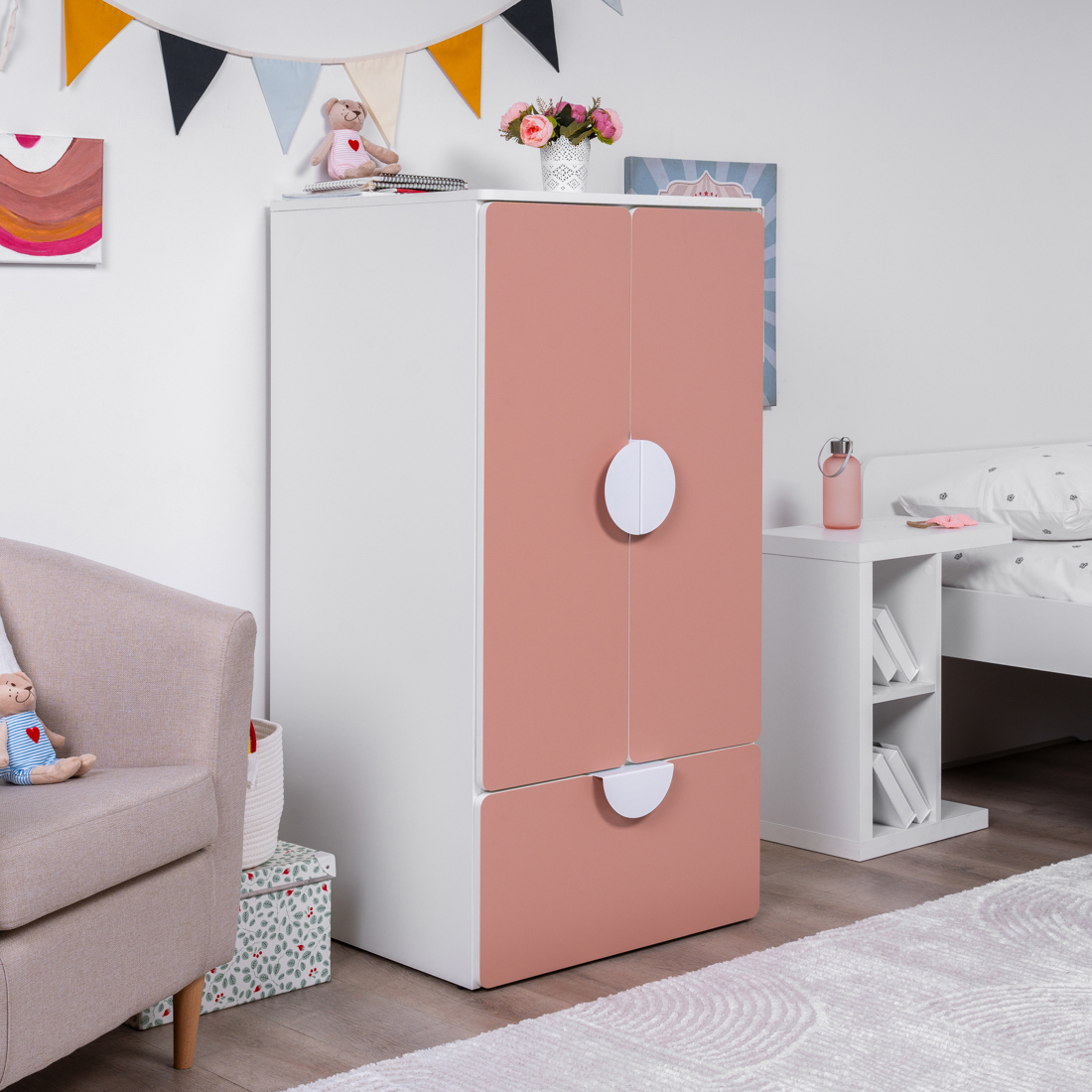 Изображение товара Шкаф распашной Гуд лакк Пикси с 2 дверями 61x123x57 см ДСП цвет мечтательный пион