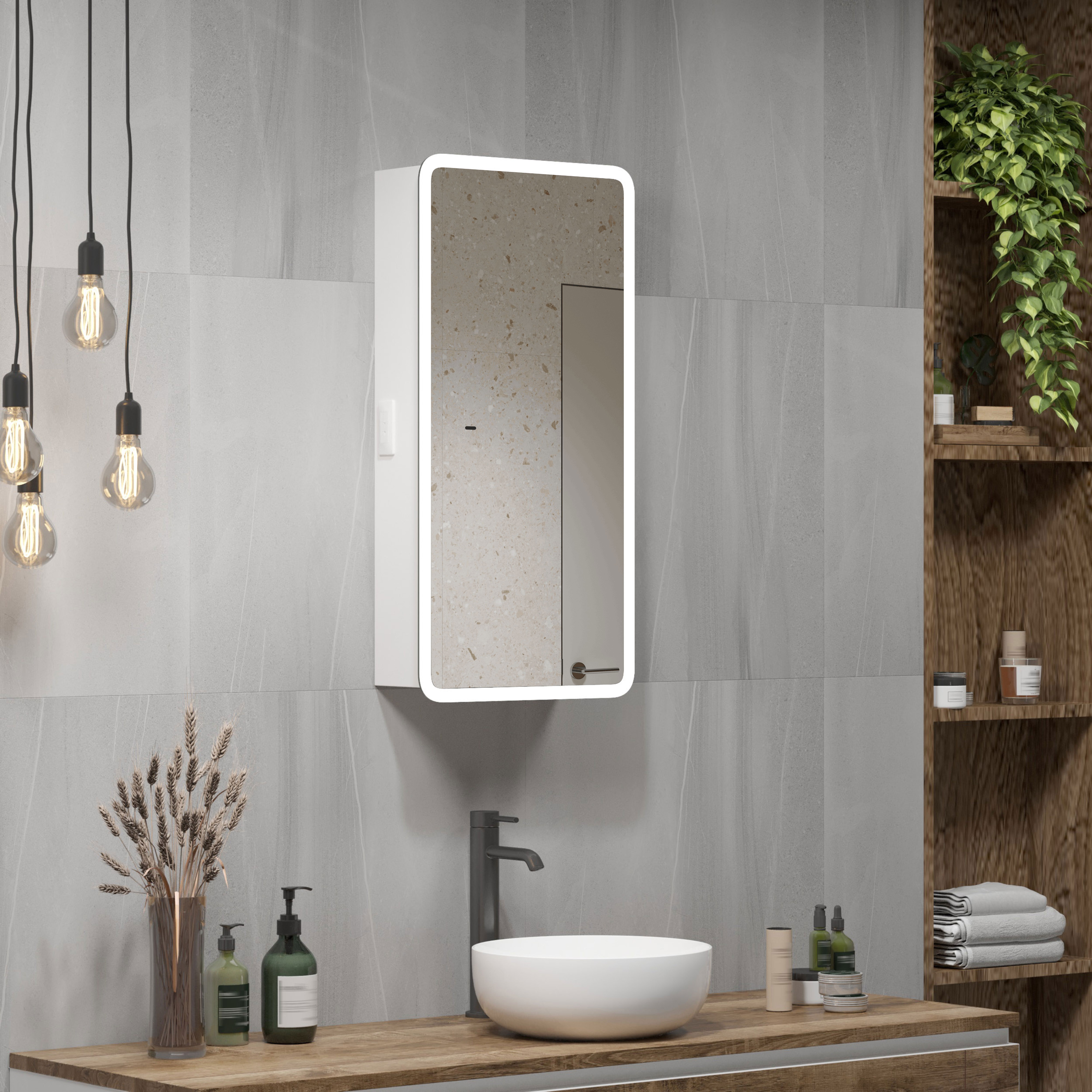 Изображение товара Шкаф зеркальный подвесной Flash с LED подсветкой 40x80 см белый