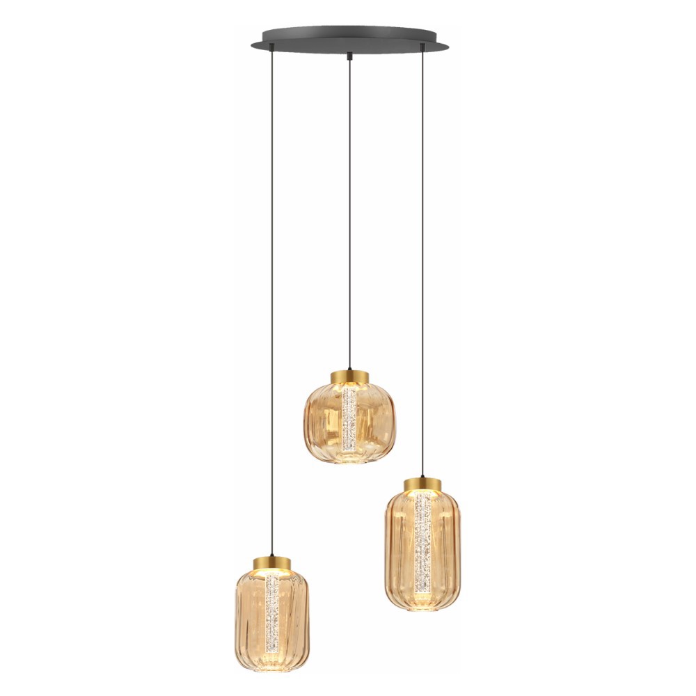 Изображение товара Люстра светодиодная современная с янтарным плафоном 24 Вт, диаметр 50 см