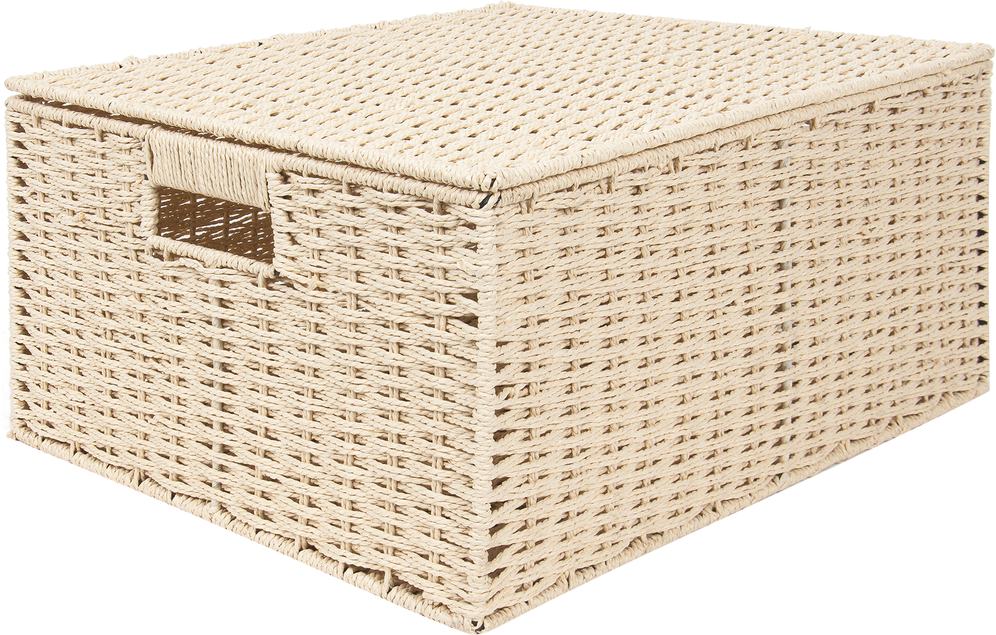 Корзина для хранения 45x21x33 см бумажный шпагат цвет бежевый - 1